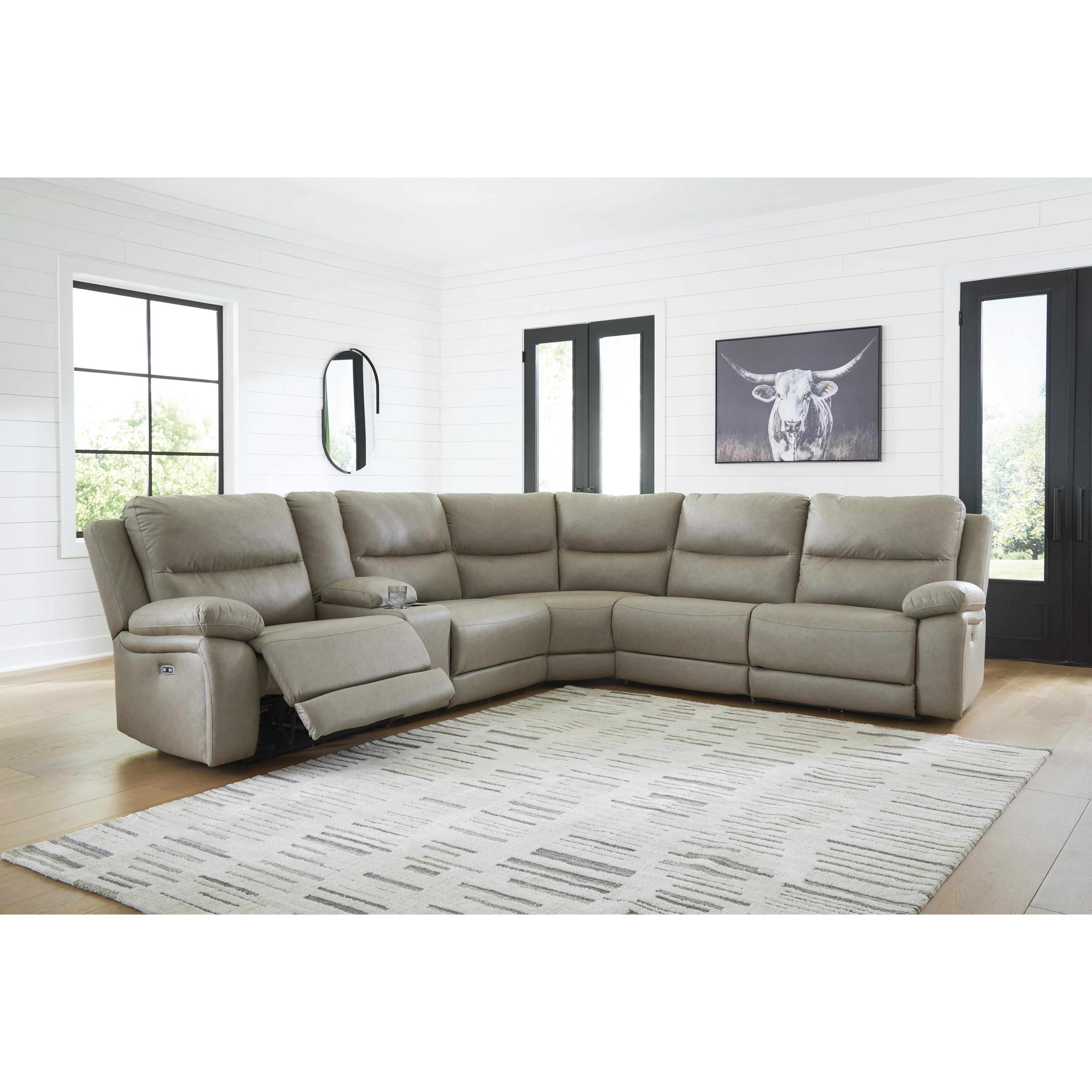 Signature Design by Ashley Narwhal Place PC99201S36 6 pc Reclining Sectional with Storage Console IMAGE 2