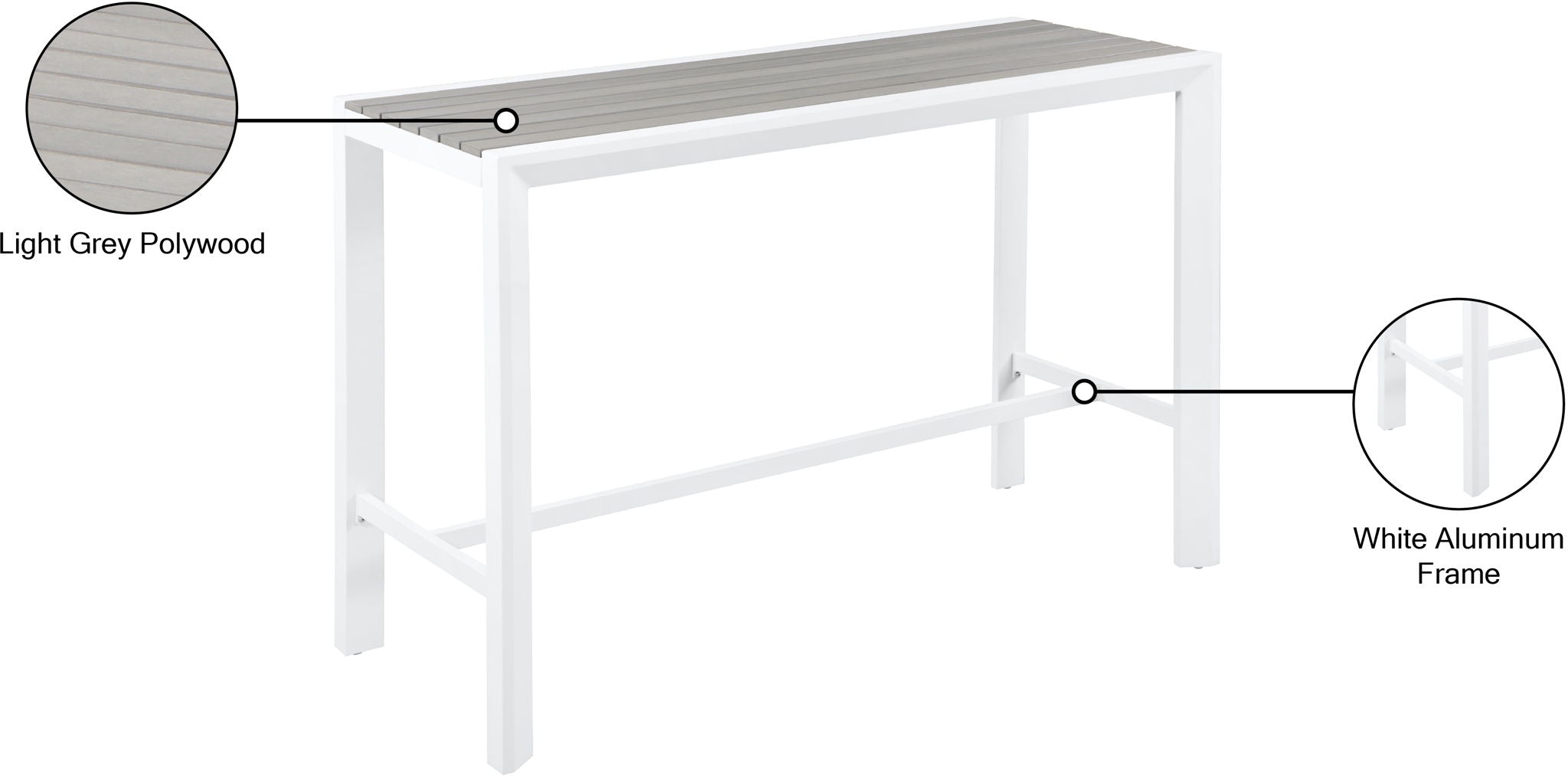 Nizuc - Outdoor Patio Rectangle Bar Table