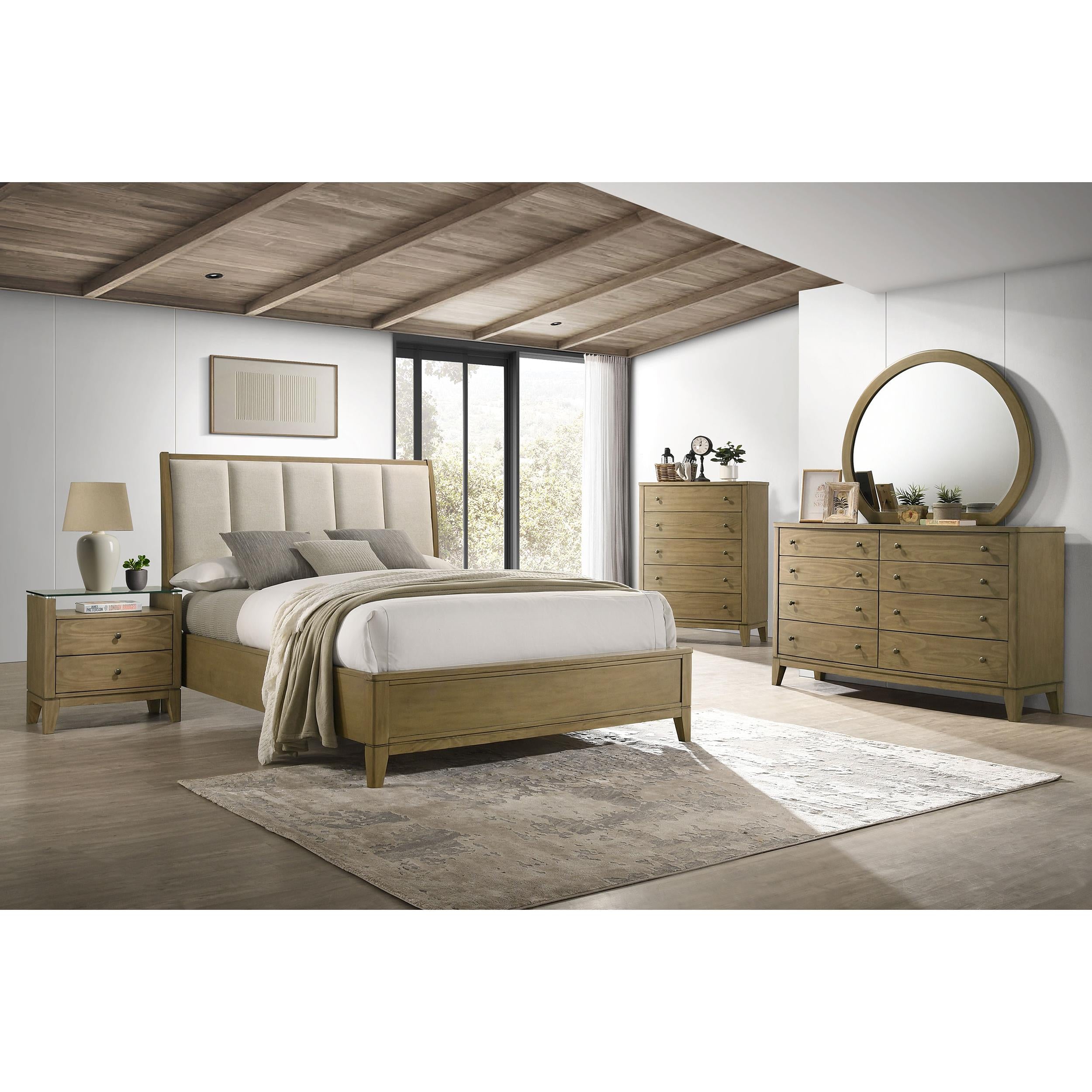 Coaster Furniture Granada 224921Q Upholstered Queen Panel Bed - Natural Pine IMAGE 5