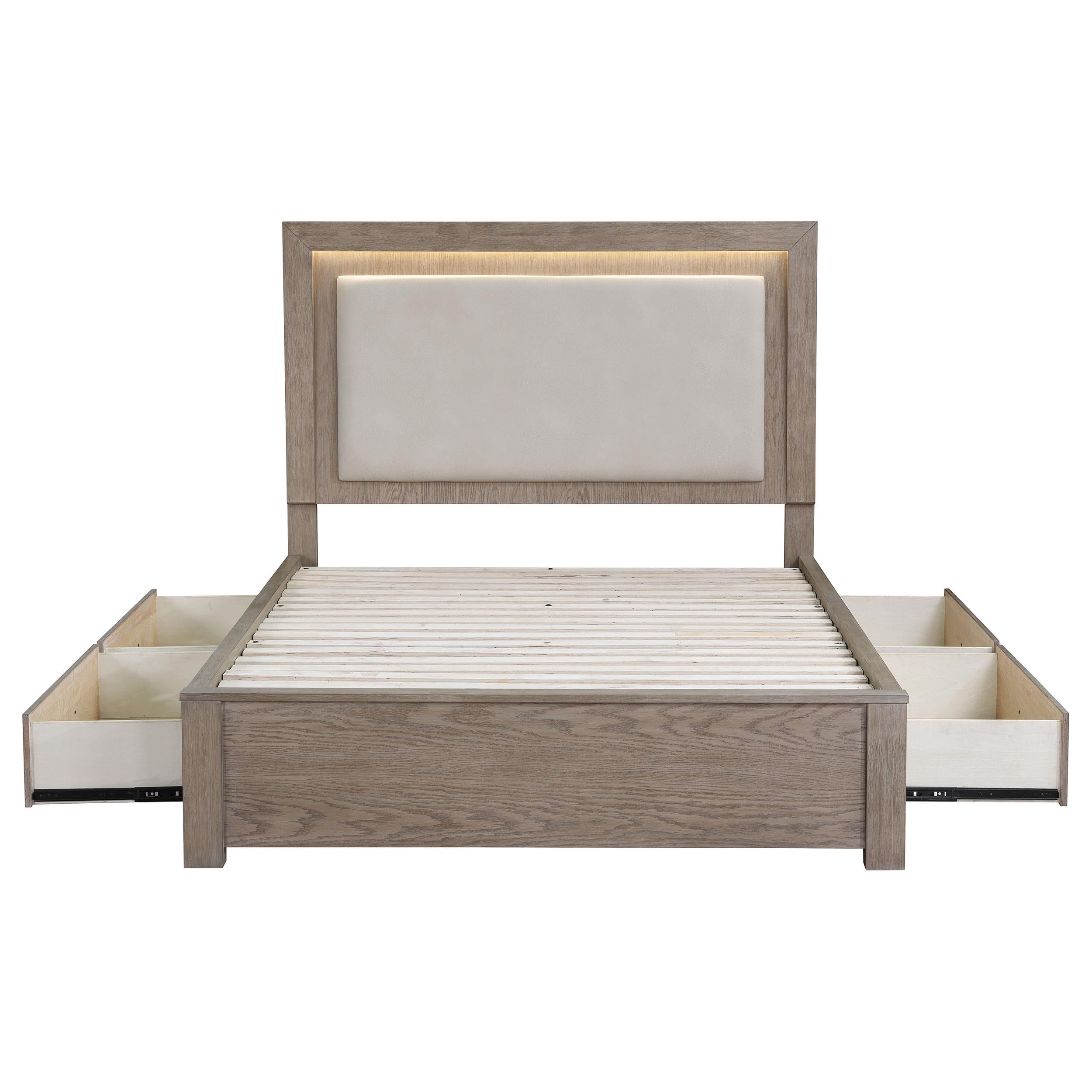 Coaster Furniture Kenora 224850KE 56-inch Eastern King LED Storage Bed - Barley Brown IMAGE 6