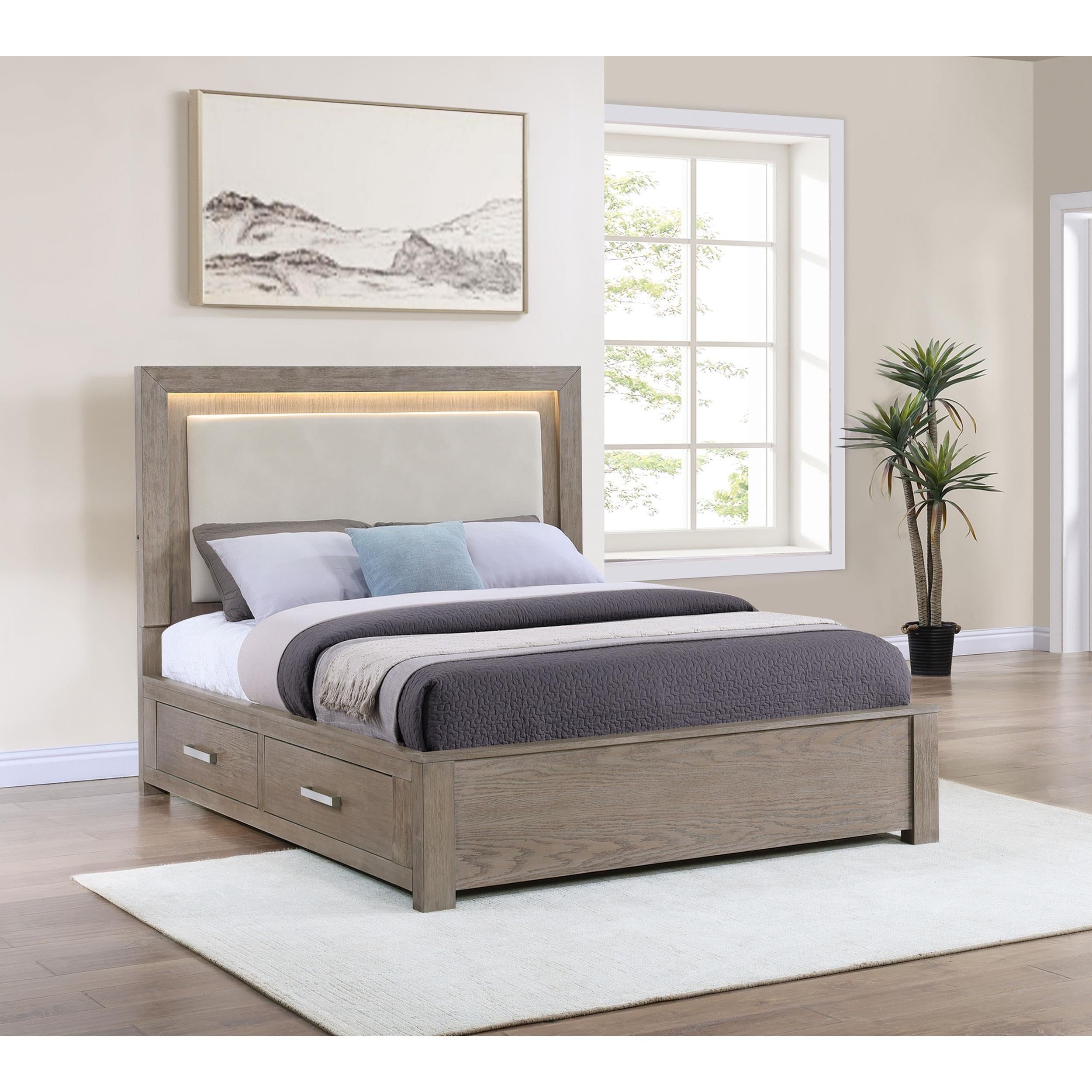 Coaster Furniture Kenora 224850KE 56-inch Eastern King LED Storage Bed - Barley Brown IMAGE 8