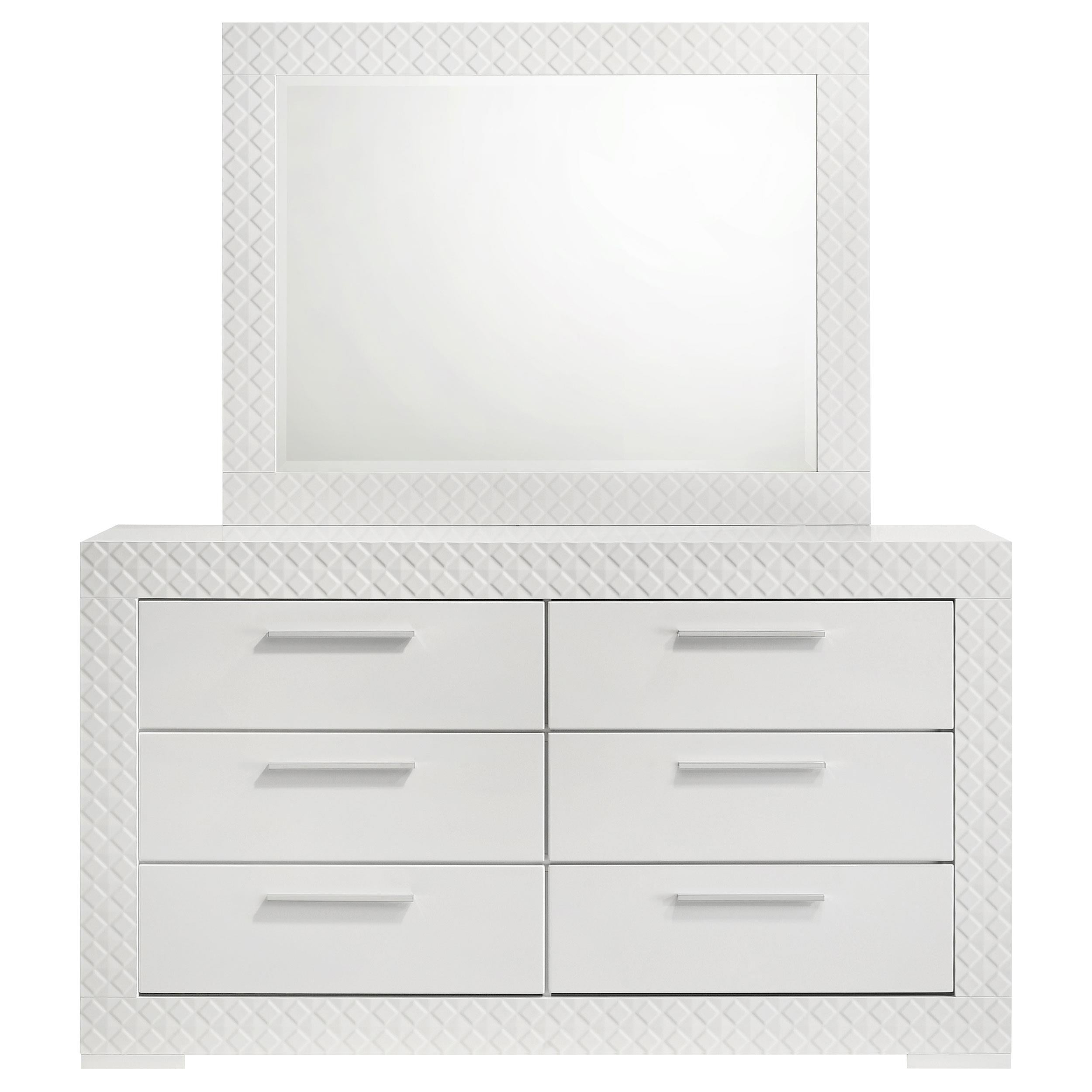 Coaster Furniture Ives 224943M 6-Drawer Dresser and Mirror - White High Gloss IMAGE 2