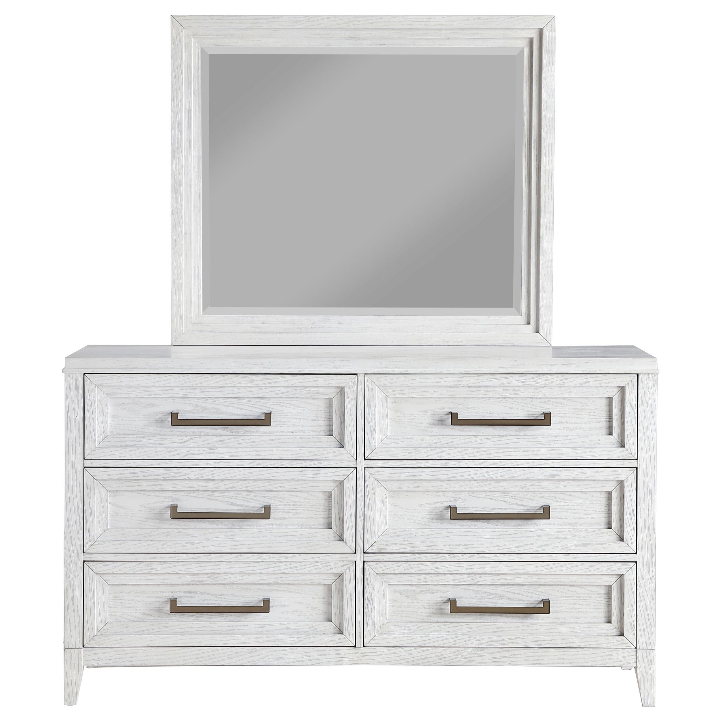Coaster Furniture Marielle 224843M 6-Drawer Dresser with Mirror - Distressed White IMAGE 2