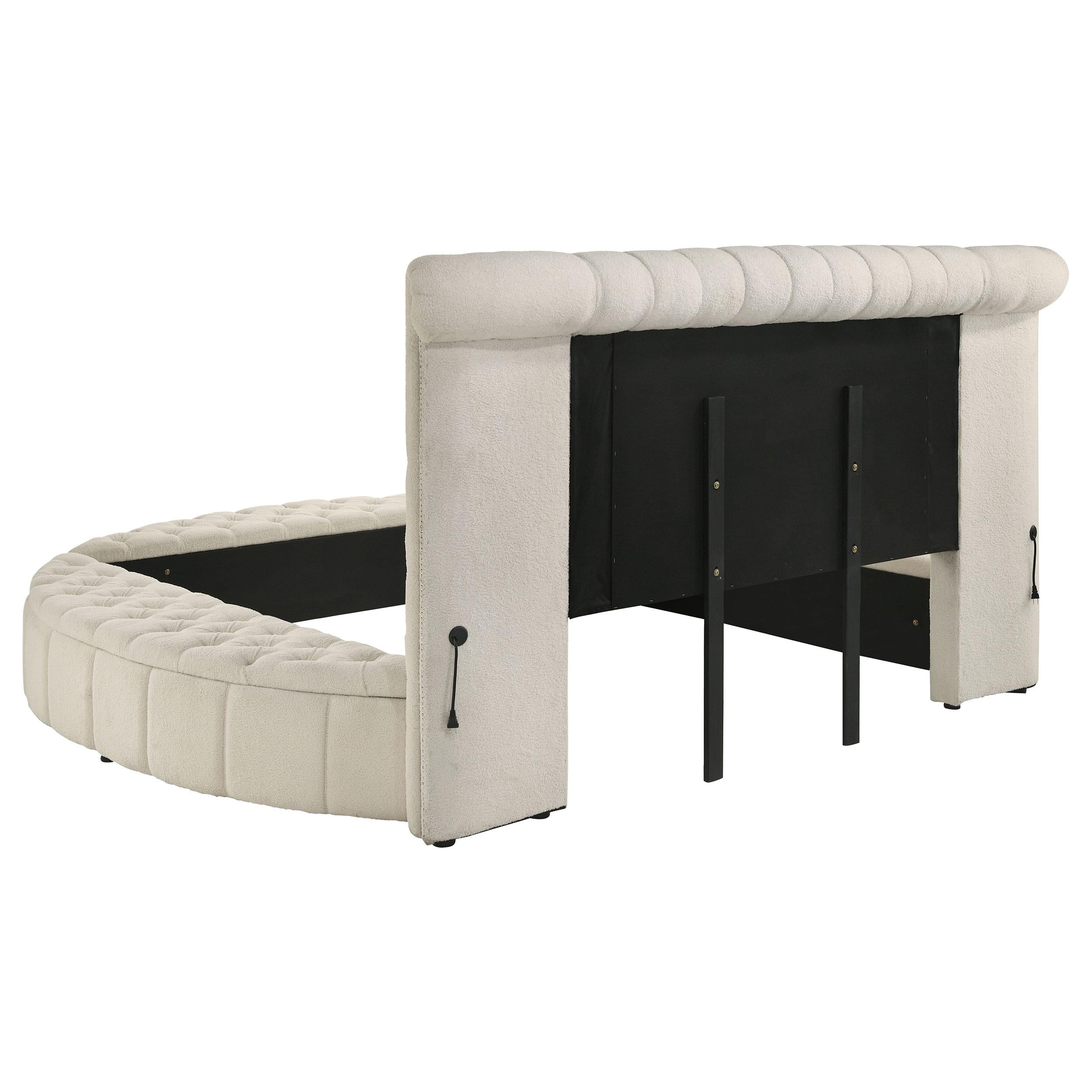 Coaster Furniture Sonya 360111KE Upholstered Eastern King Round Storage Bed - Ivory IMAGE 4