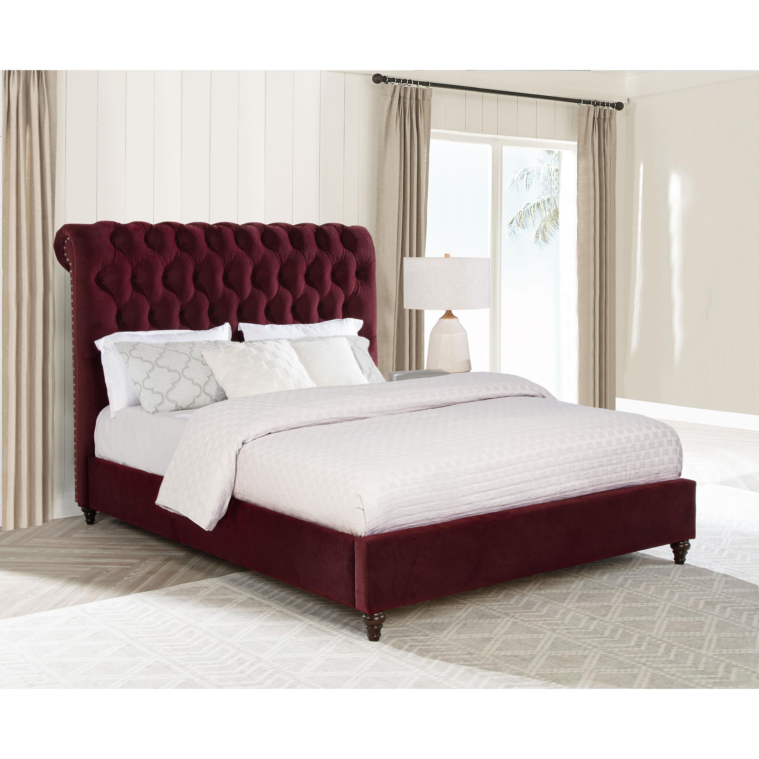 Coaster Furniture Devon 360341Q 57-inch Upholstered Queen Panel Bed - Wine Red IMAGE 4