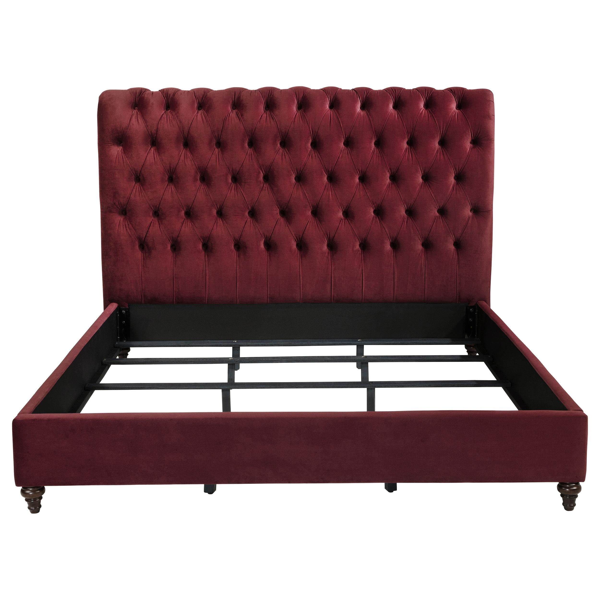 Coaster Furniture Devon 360341KE 57-inch Upholstered Eastern King Panel Bed - Wine Red IMAGE 3