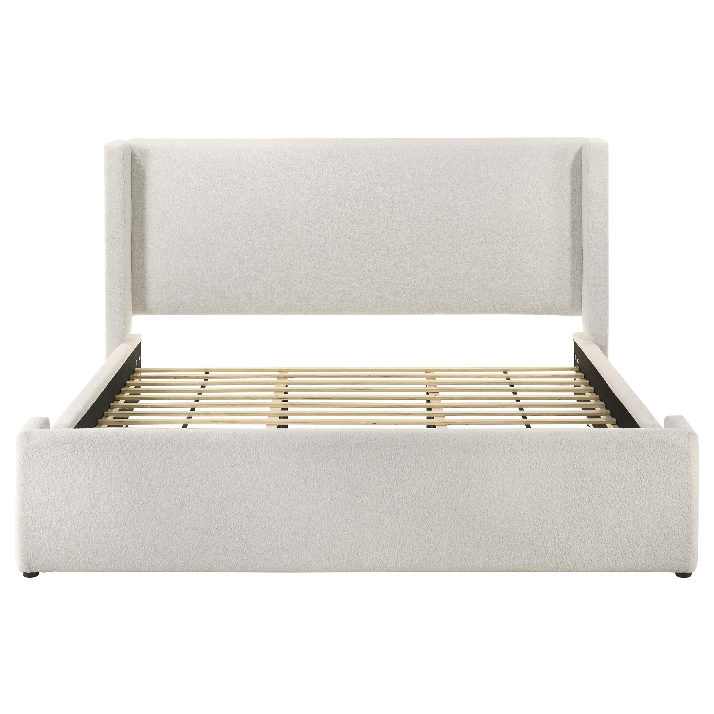Coaster Furniture Alamosa 310078KE Boucle Upholstered Eastern King Platform Bed - White IMAGE 3