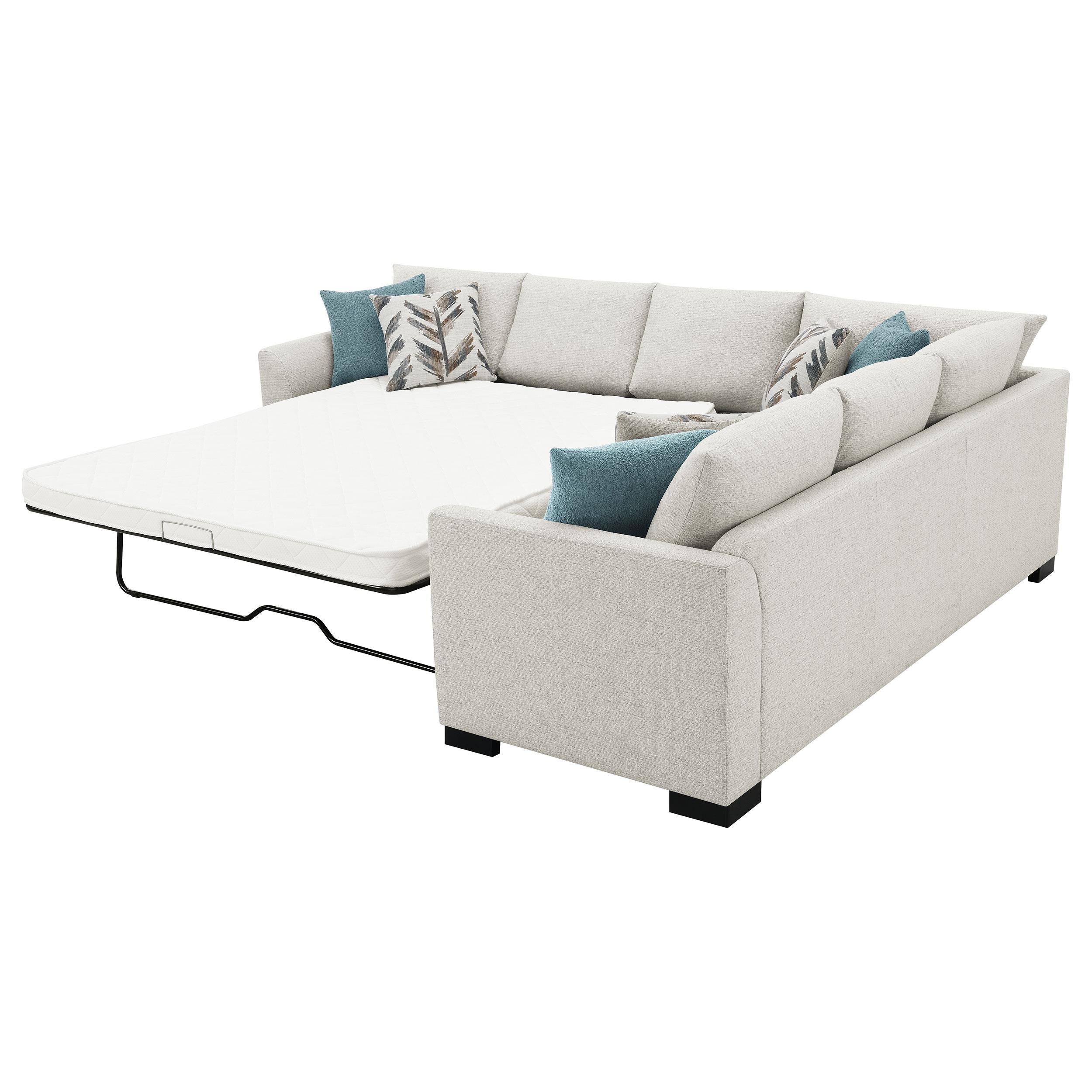 Coaster Furniture Ashford 500818 Chenille Upholstered Sleeper Sectional Sofa - Greige IMAGE 5