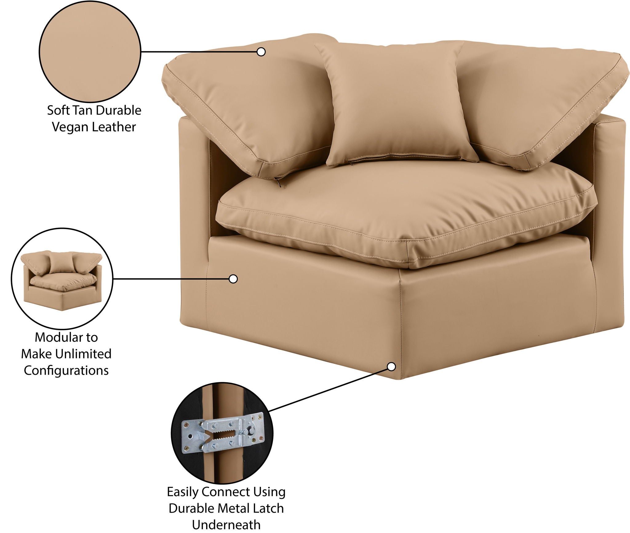 Indulge - Faux Leather Corner Chair - Tan