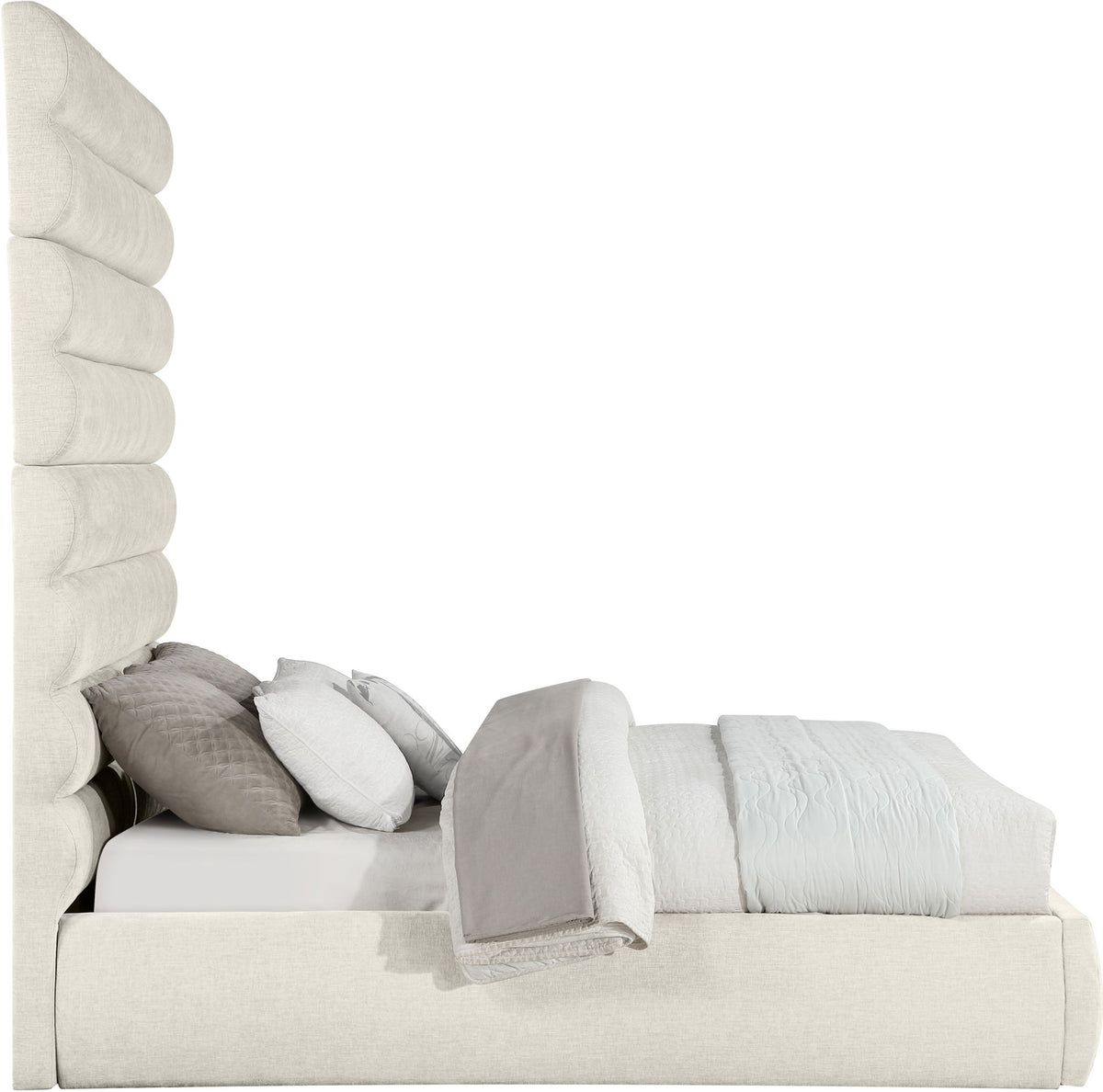 Adam - Chenille Fabric Bed With 89" Headboard