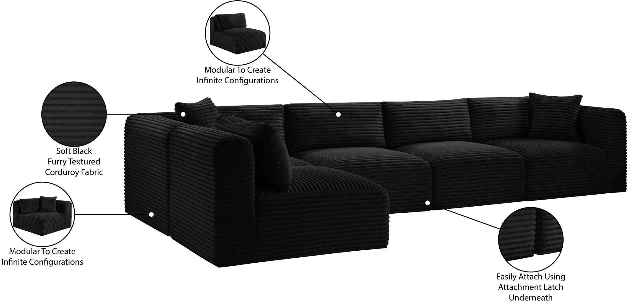 Shaggy - 5 Piece Modular Sectional