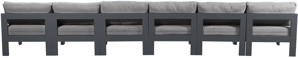 Nizuc - Outdoor Patio 6 Seat Armless Modular Sofa With Gray Frame
