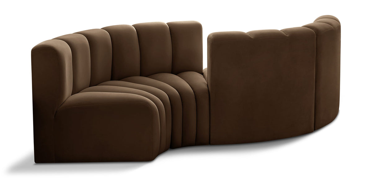 Arc - Velvet 4 Piece Curved Modular Sofa