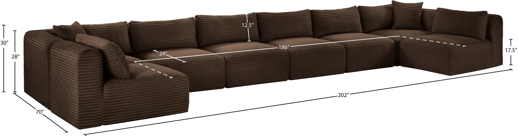 Shaggy - 8 Piece Modular U-Shaped Armless Sectional