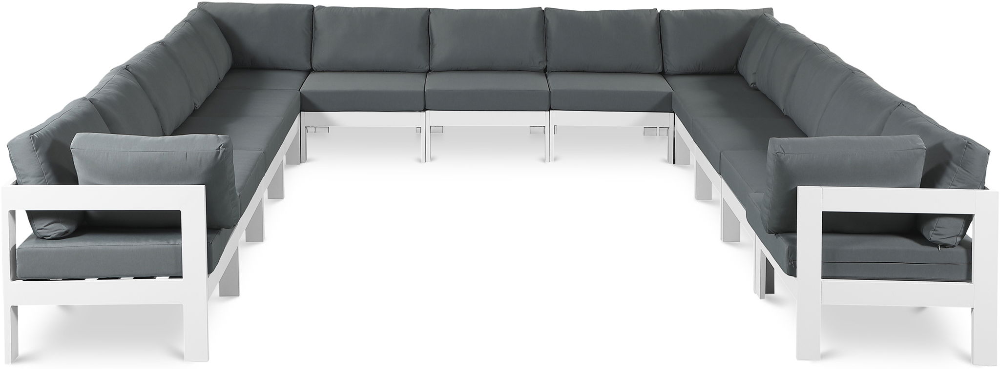 Nizuc - Outdoor Patio 13 Piece Modular Sectional With White Frame