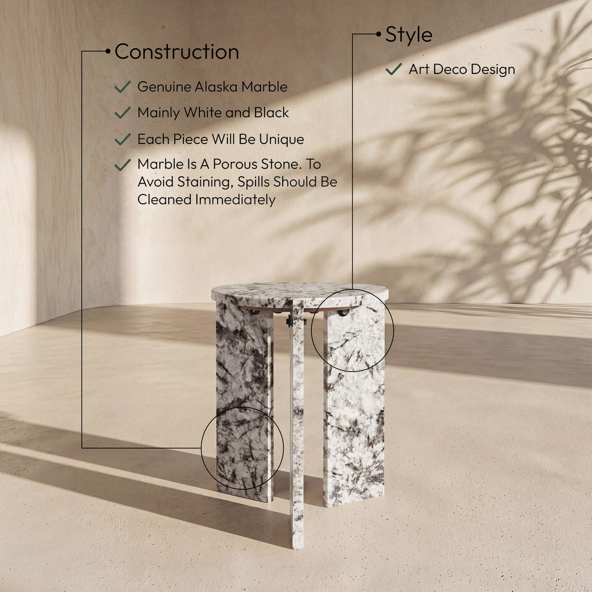 Vernazza - Genuine Marble Table