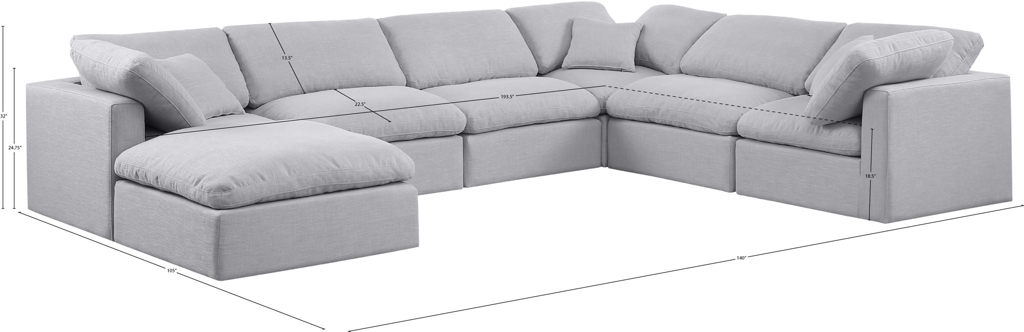 Indulge - Linen 7 Piece Modular Sectional