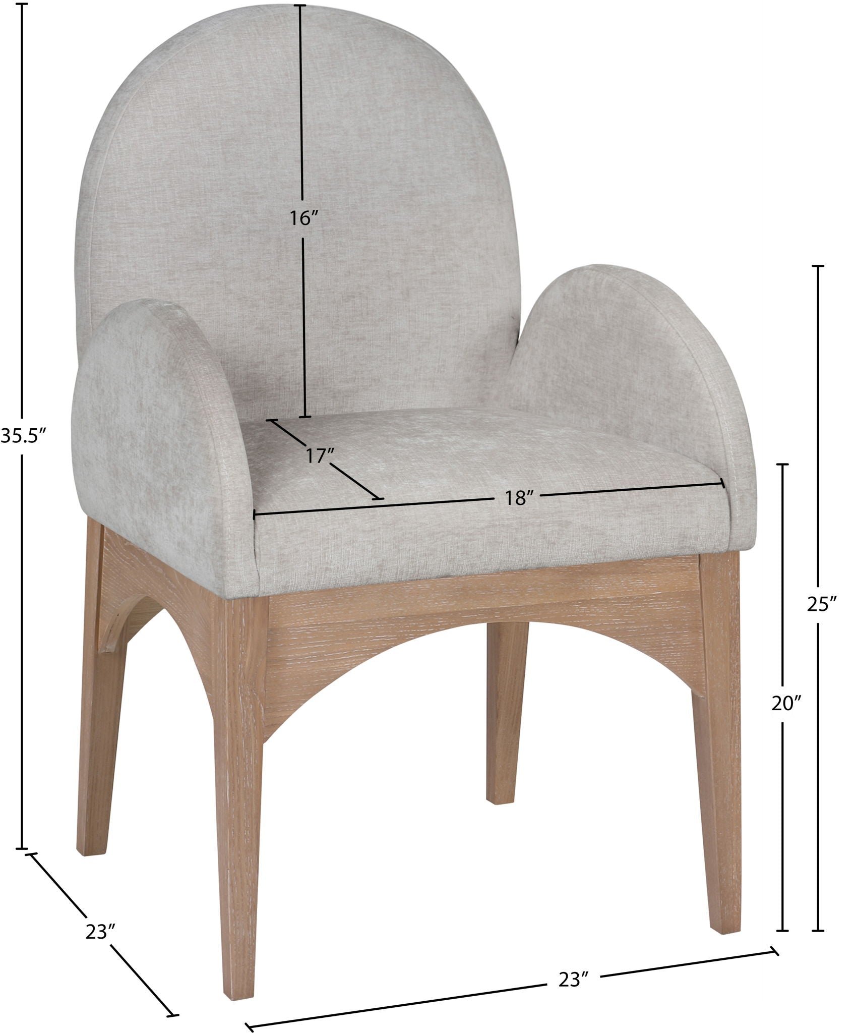 Waldorf - Chenille Dining Arm Chair With Natural Legs