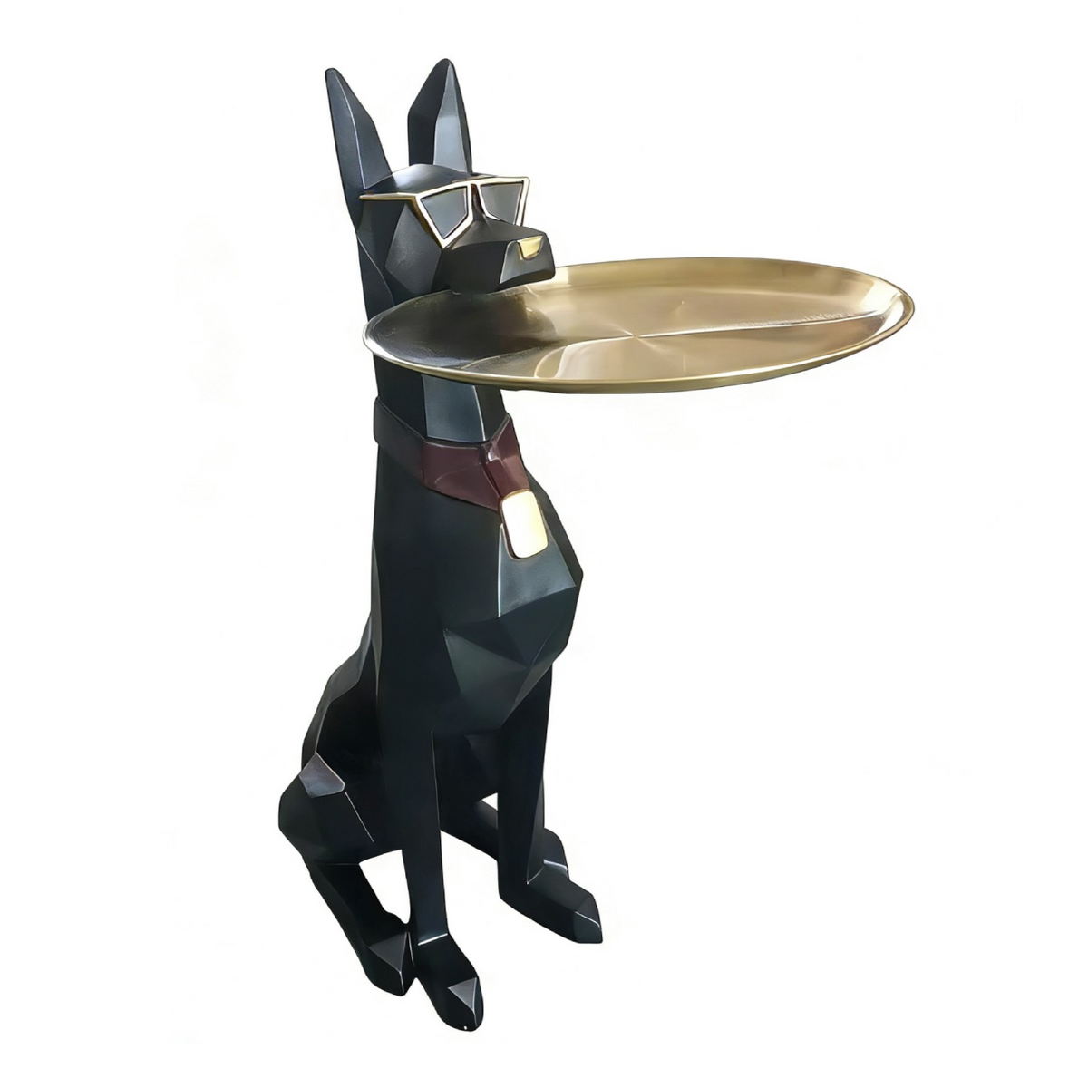 Cool Dog With Plate Modern Black + Gold Sculpture - original 1