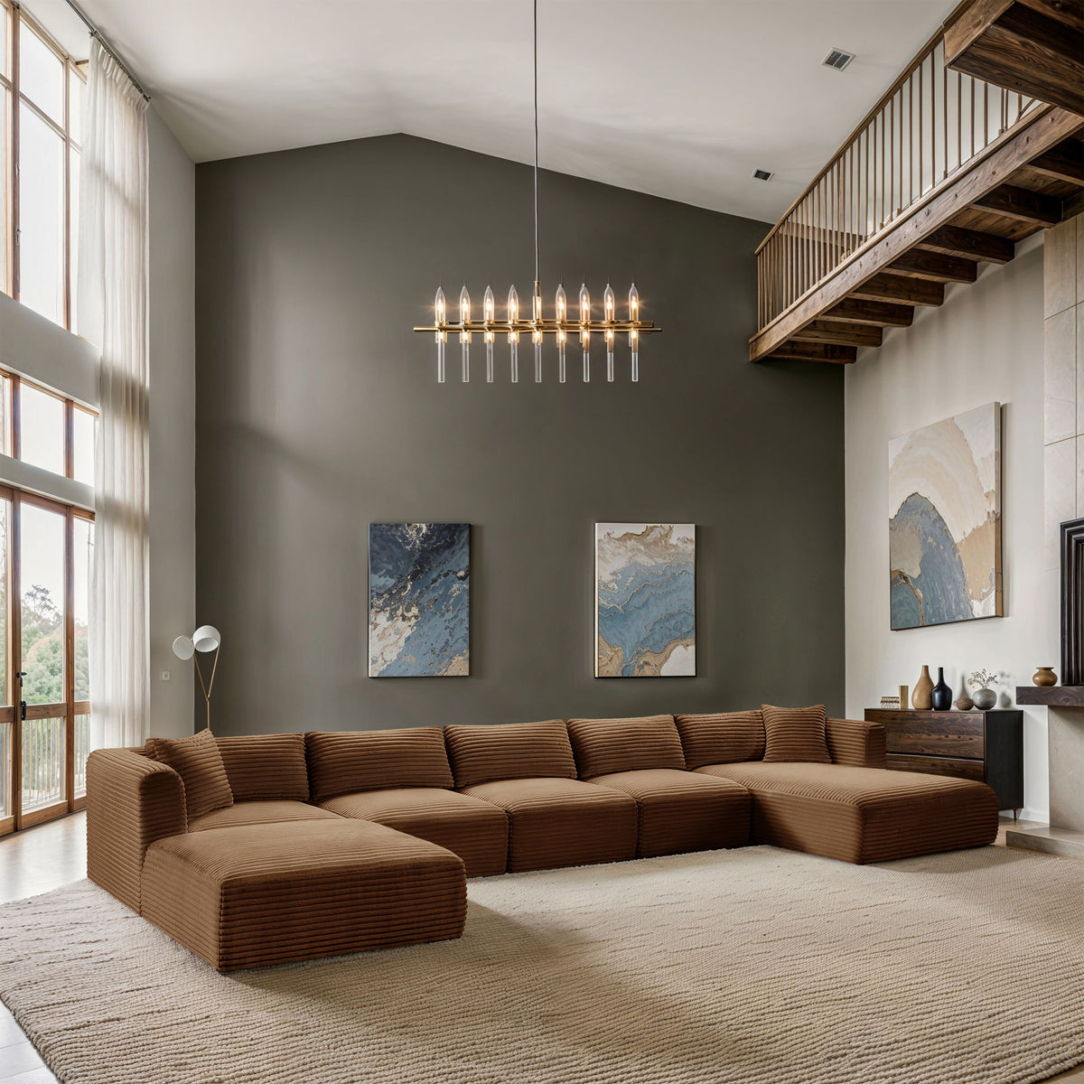 Shaggy - Fabric 6 Piece Modular Sectional With Chaise And Ottoman