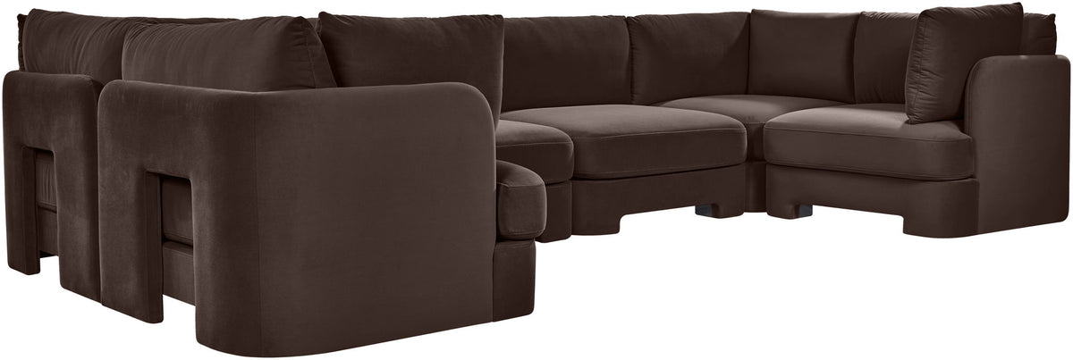 Hammond - Velvet Performance Fabric Upholstered 6 Piece U-Shaped Sectional