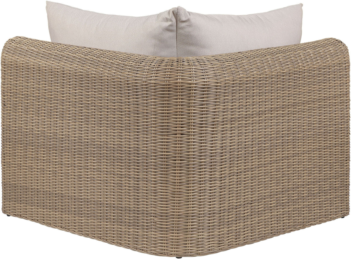 Seacrest - Olefin Water Resistant Fabric And Wicker Outdoor Patio Corner Chair