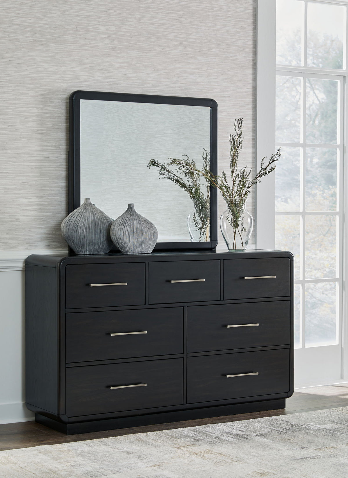 Rowanbeck - Dresser And Mirror - Black