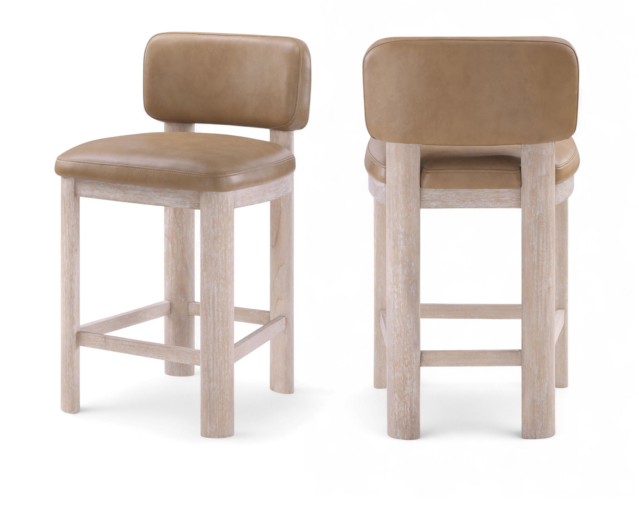 Paloma - Vegan Leather Upholstered Counter Stool (Set of 2) - Tan / Rich Natural