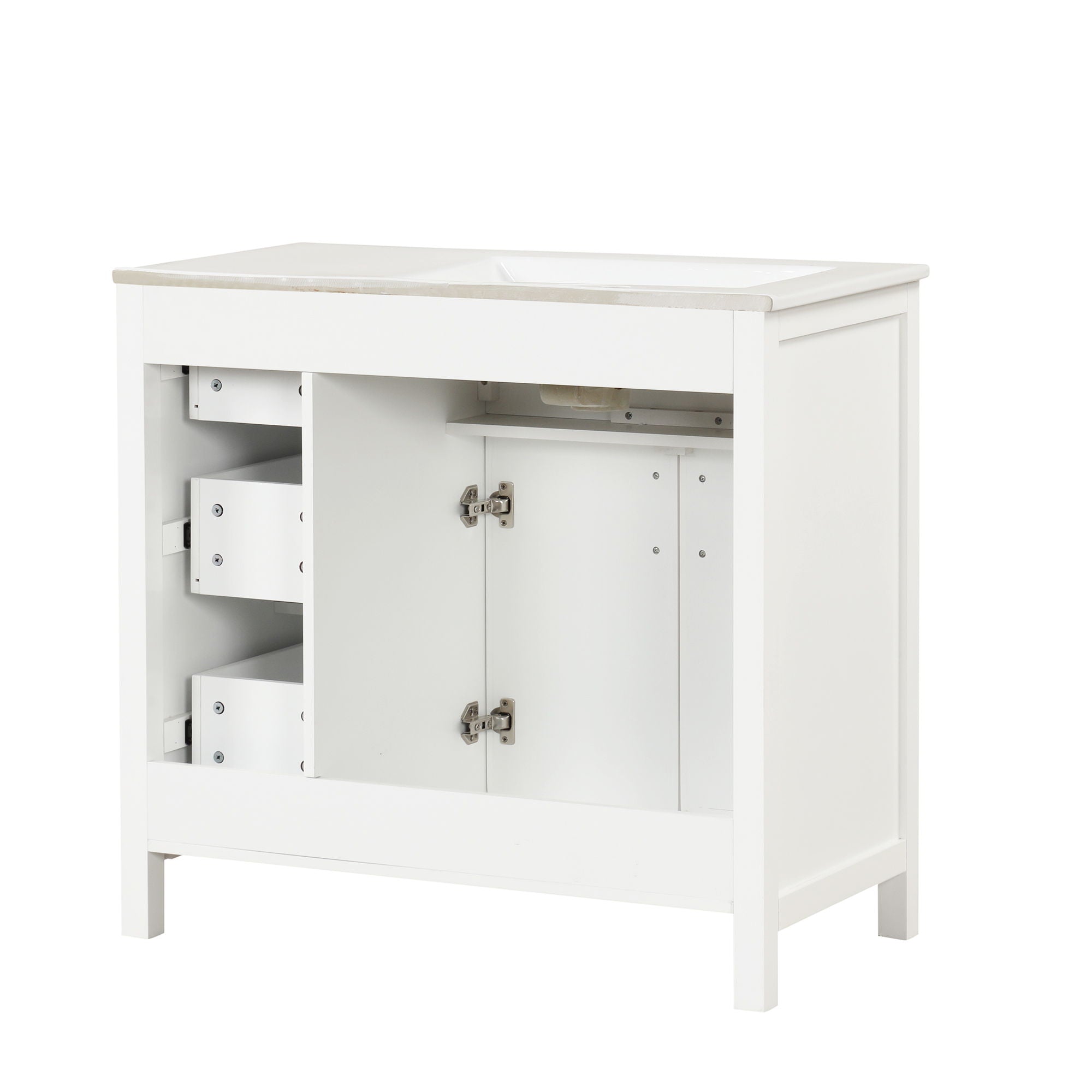Modern Bathroom Vanity With Sink Top, 2 Doors And 3 Drawers