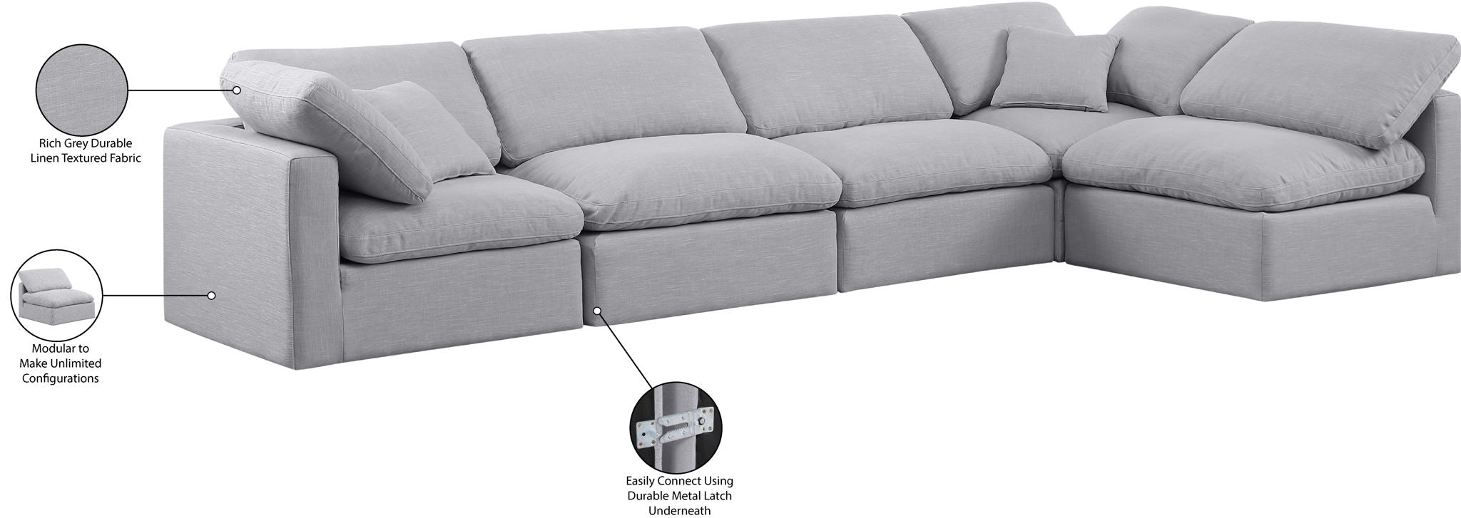 Indulge - Linen 5 Piece Modular Sectional