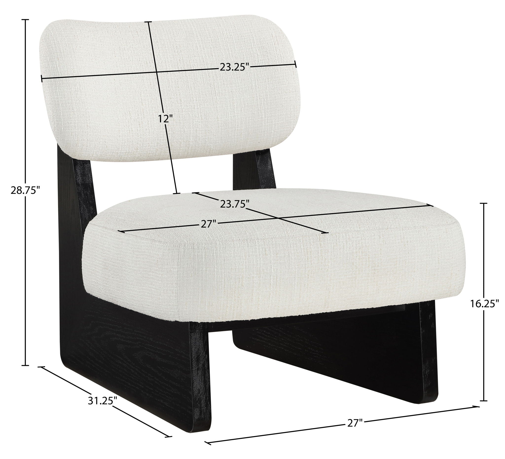 Vetra - Linen Textured Fabric Upholstered Accent Chair With Black Base