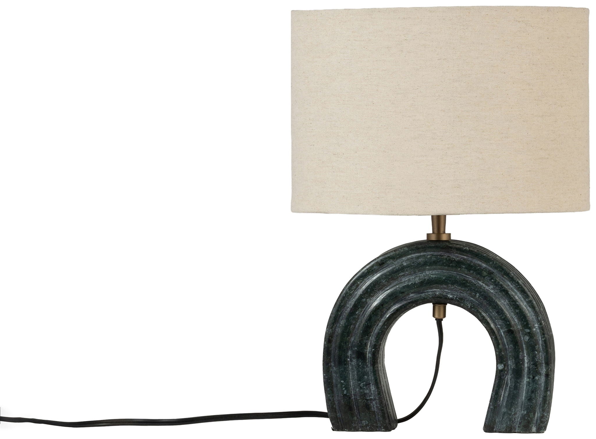 Lithos - Genuine Marble Base And Linen Textured Fabric Shade Table Lamp