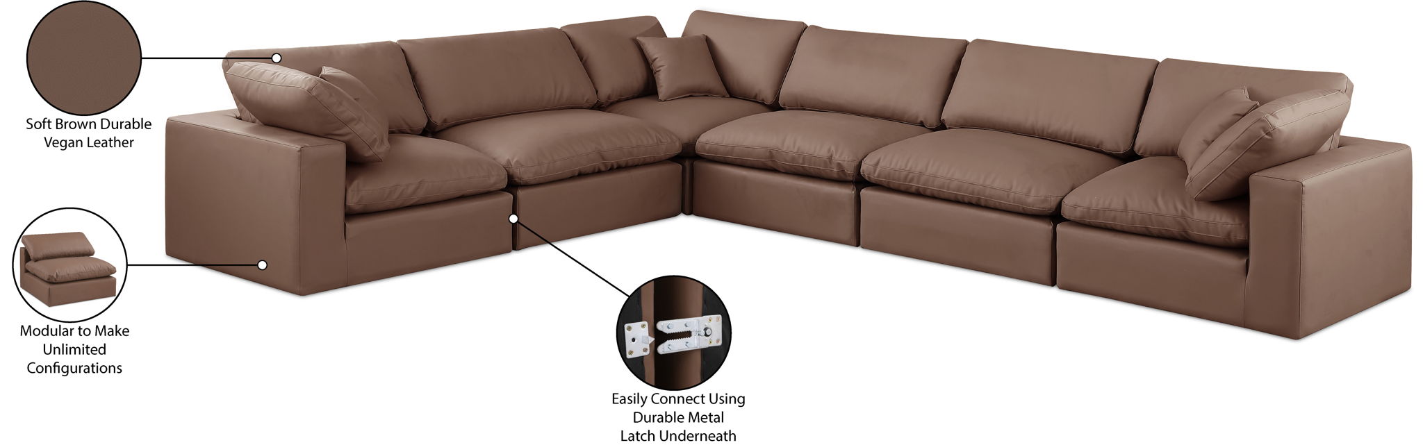 Comfy - 6 Piece Faux Leather Modular Corner Sectional