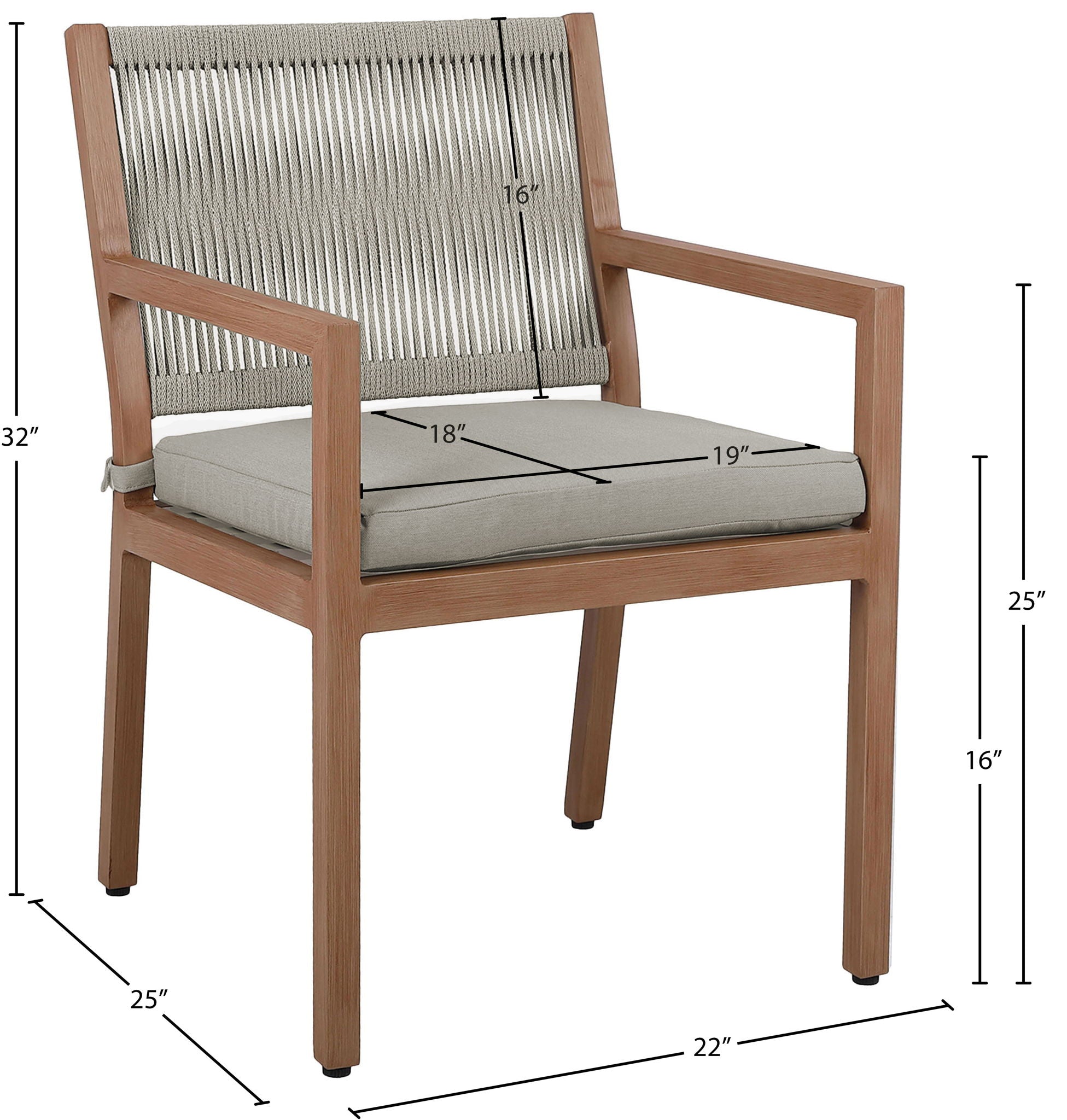Maui - Water Resistant Outdoor Patio Dining Arm Chair (Set of 2)