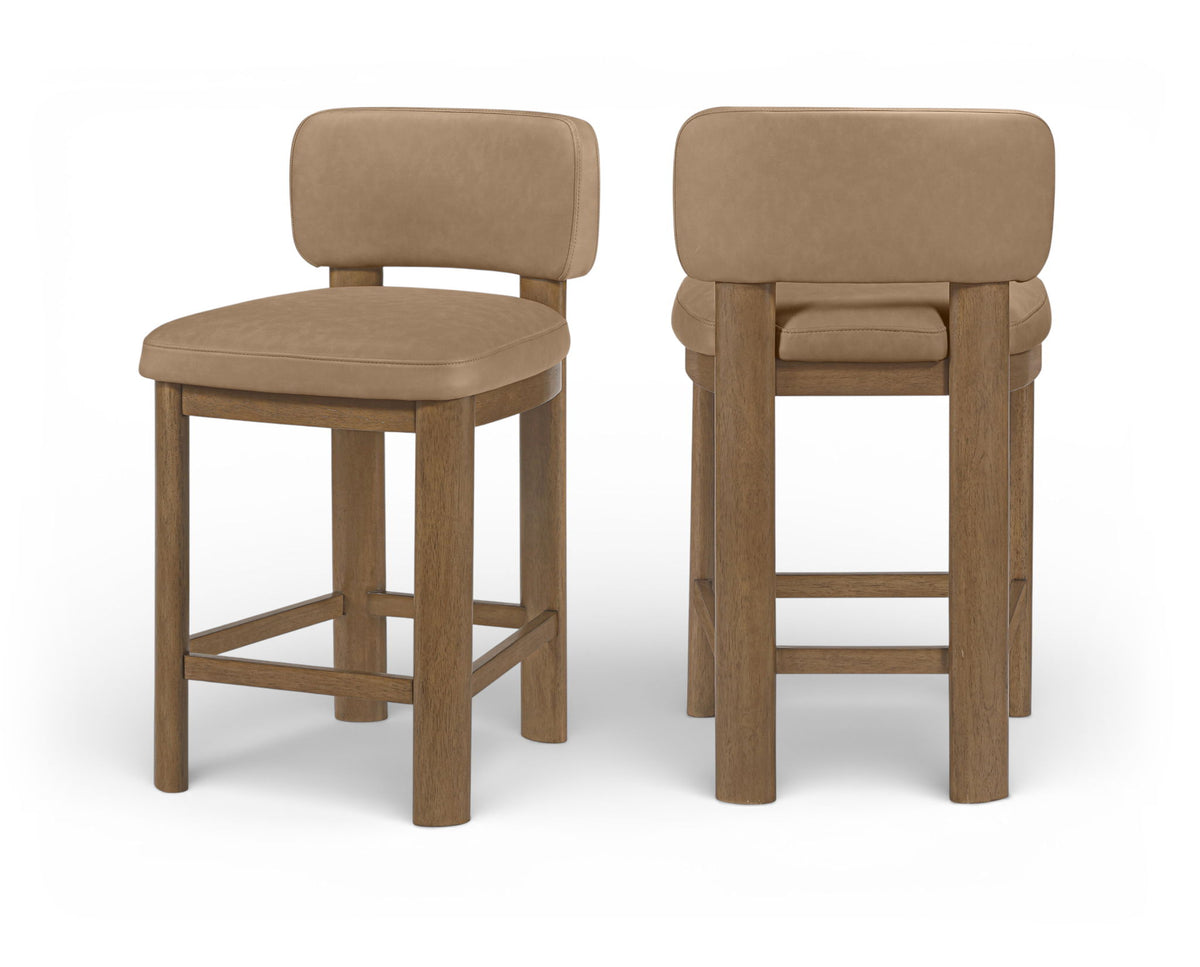 Paloma - Faux Leather Upholstered Counter Stool (Set of 2) - Brown Frame