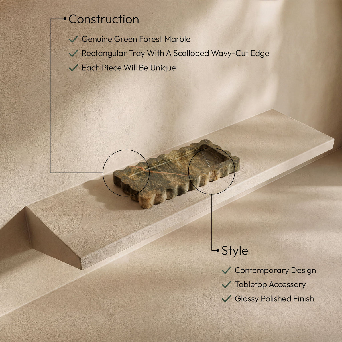 Josie - Genuine Marble Tray