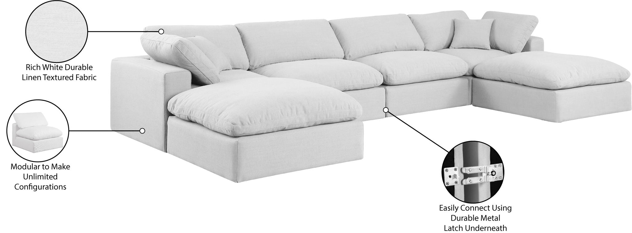 Comfy - 6 Piece Linen Modular Double Chaise Sectional