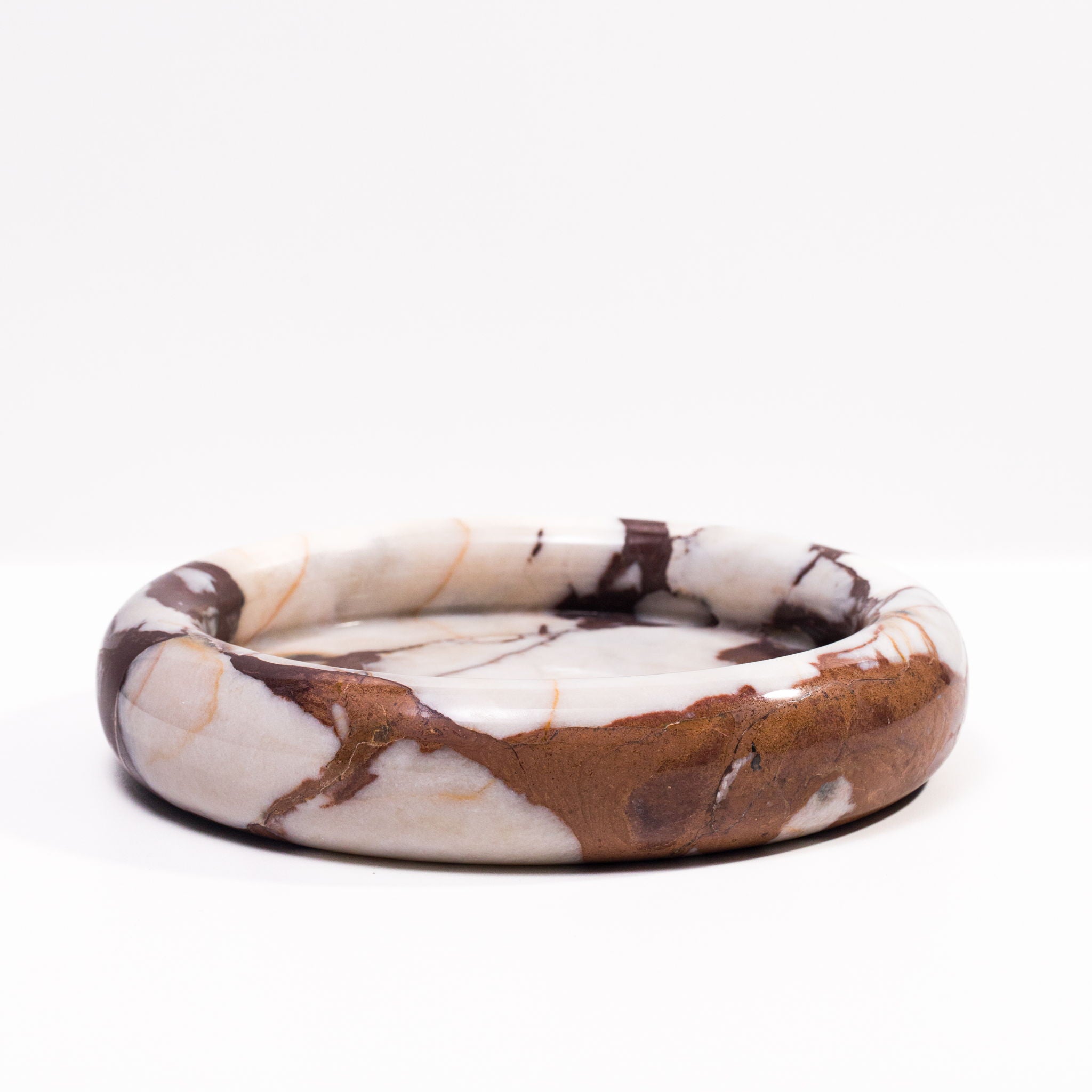 Marble Round Edged Catch-All - Breccia / White / Brown