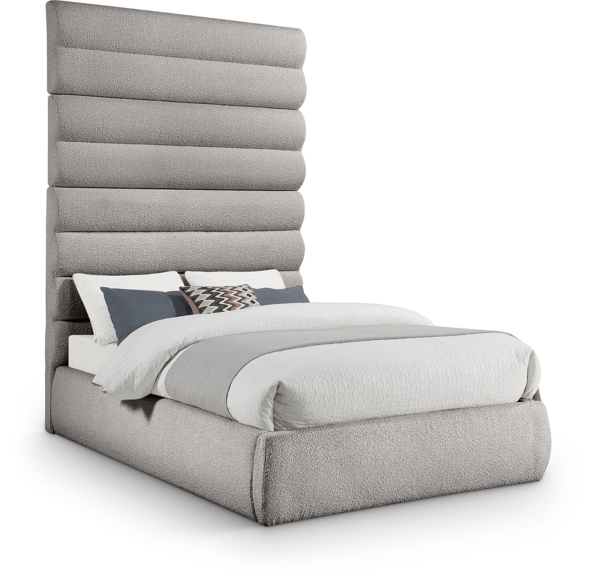 Adam - Boucle Fabric Bed With 89" Headboard