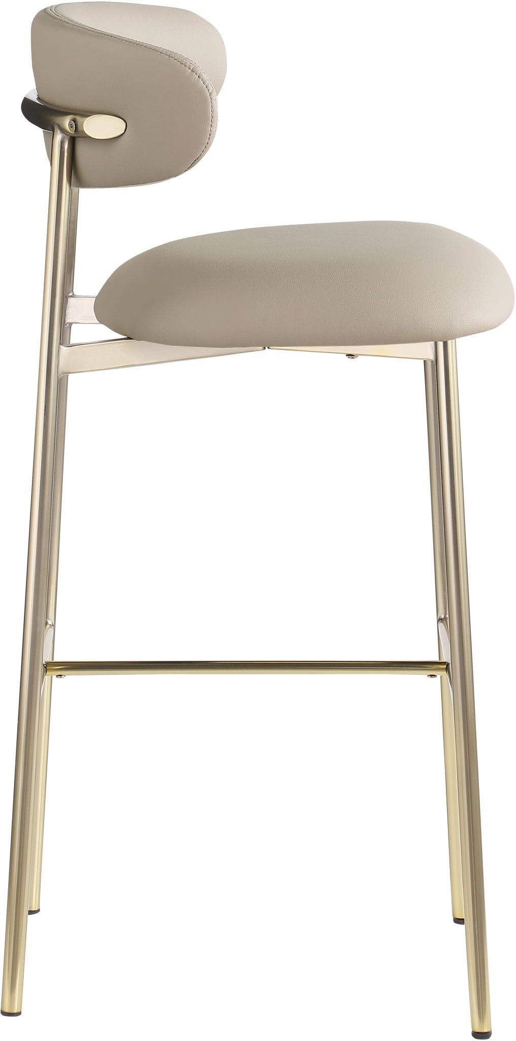 Lupita - Vegan Leather Upholstered Bar Stool With Brushed Gold Frame (Set of 2)