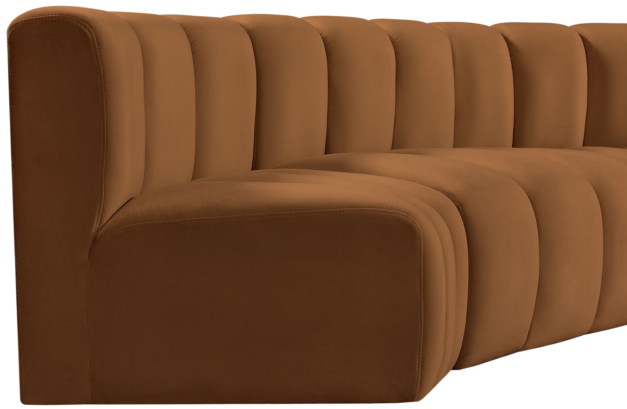 Arc - Velvet 6 Piece Curved Modular Sofa - Saddle