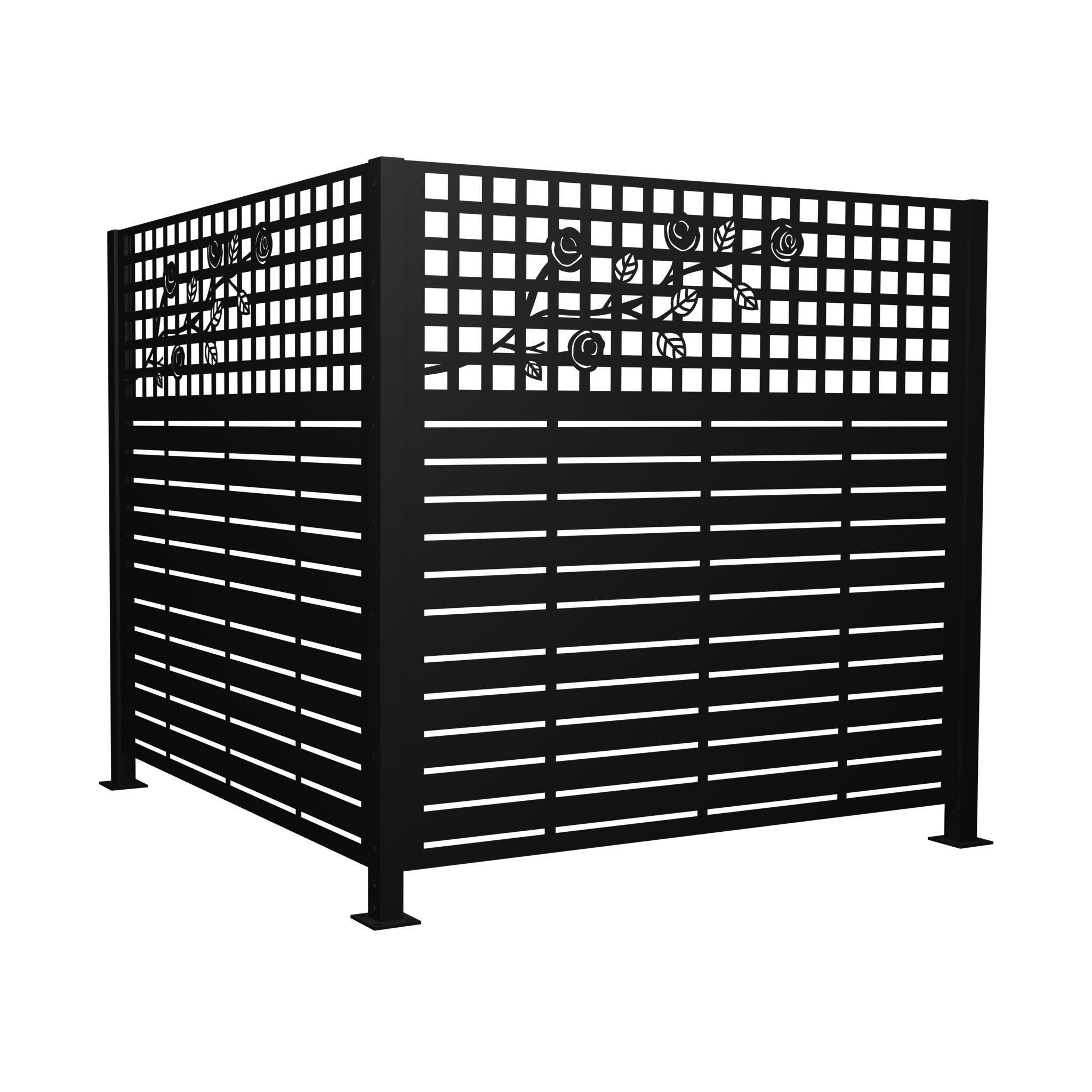 2 Panels Privacy Screen, Outdoor Privacy Panels, Trash Can Enclosure, Air Conditioner Fence - Black