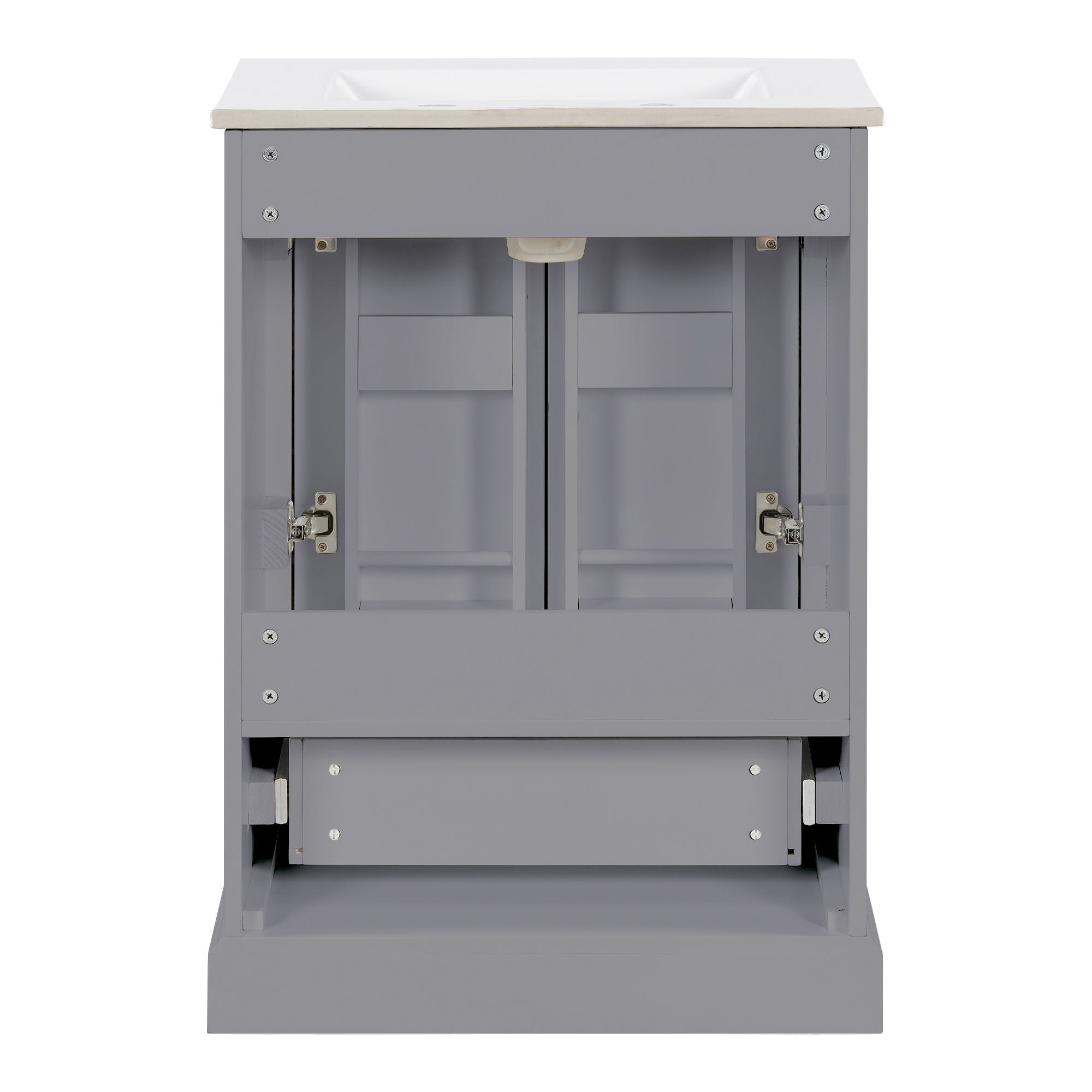 Bathroom Vanity With Sink, 1 Divided Drawer And 2 Soft Close Doors With Double Shelf