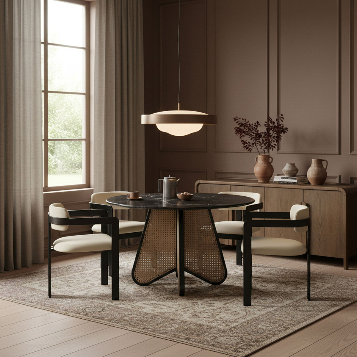 Aurum - Vegan Leather Upholstered Dining Chair With Graphite Black Base (Set of 2)