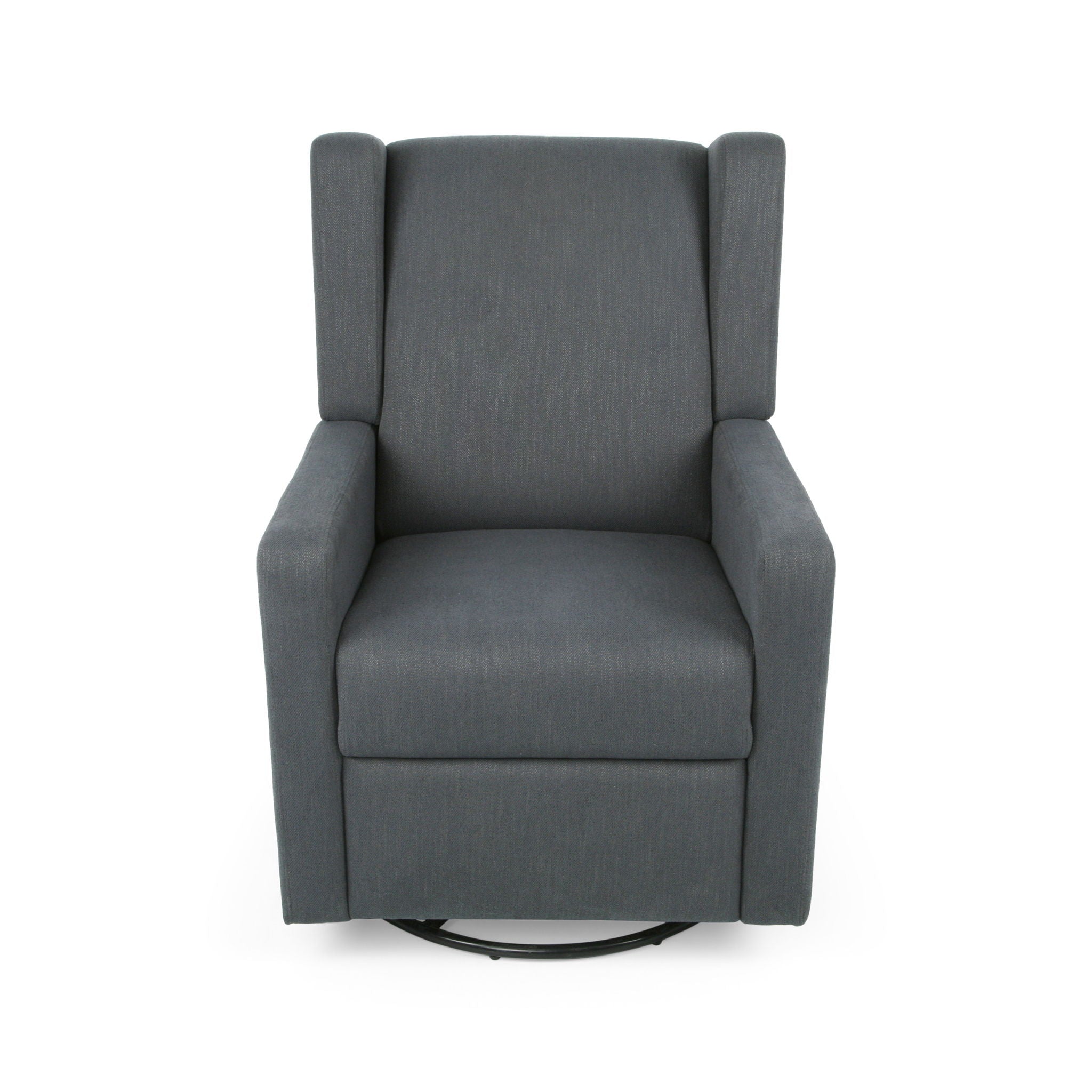Landau - Contemporary Fabric Upholstered Swivel Recliner - Charcoal