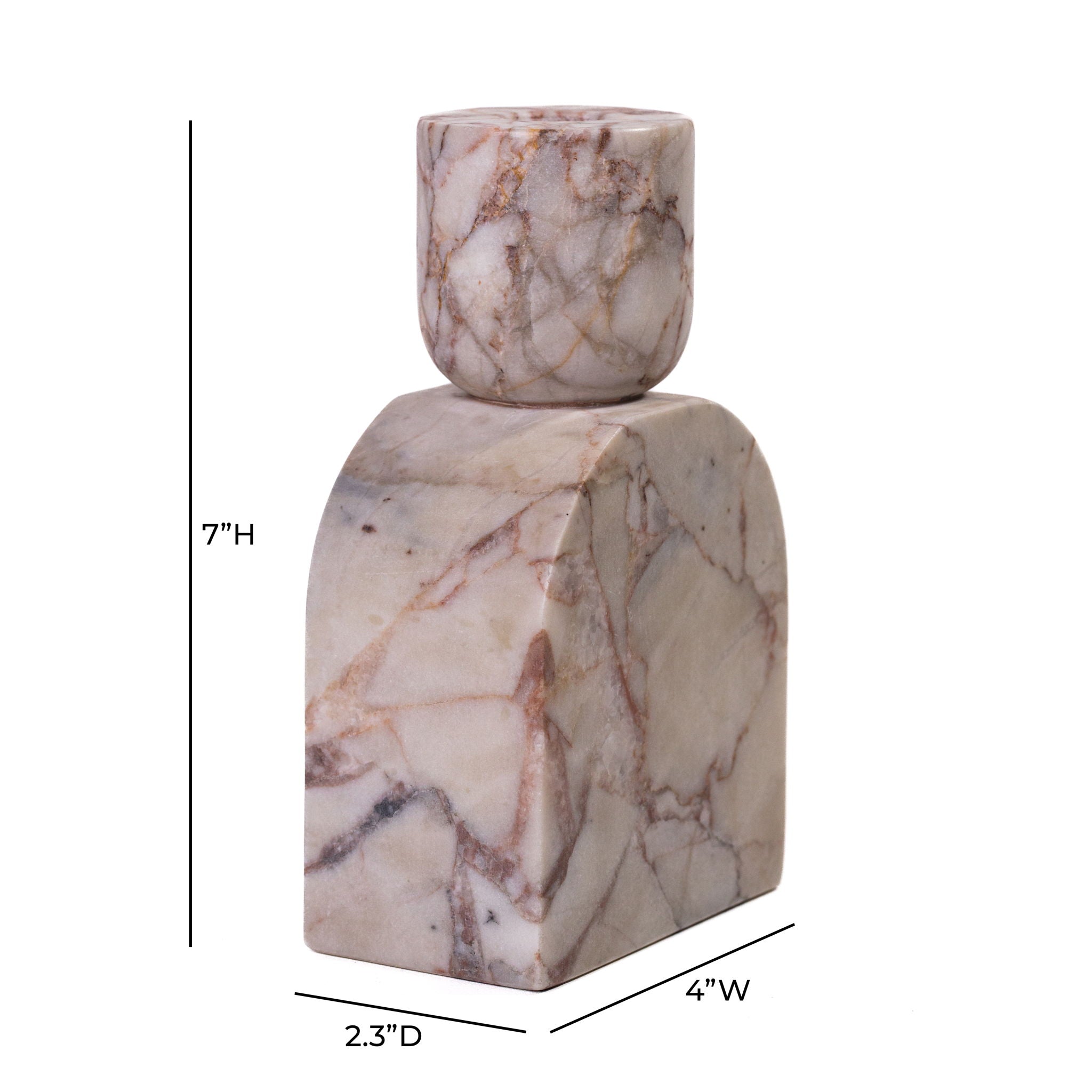 Marble Foundation Candle Holder - White Brown