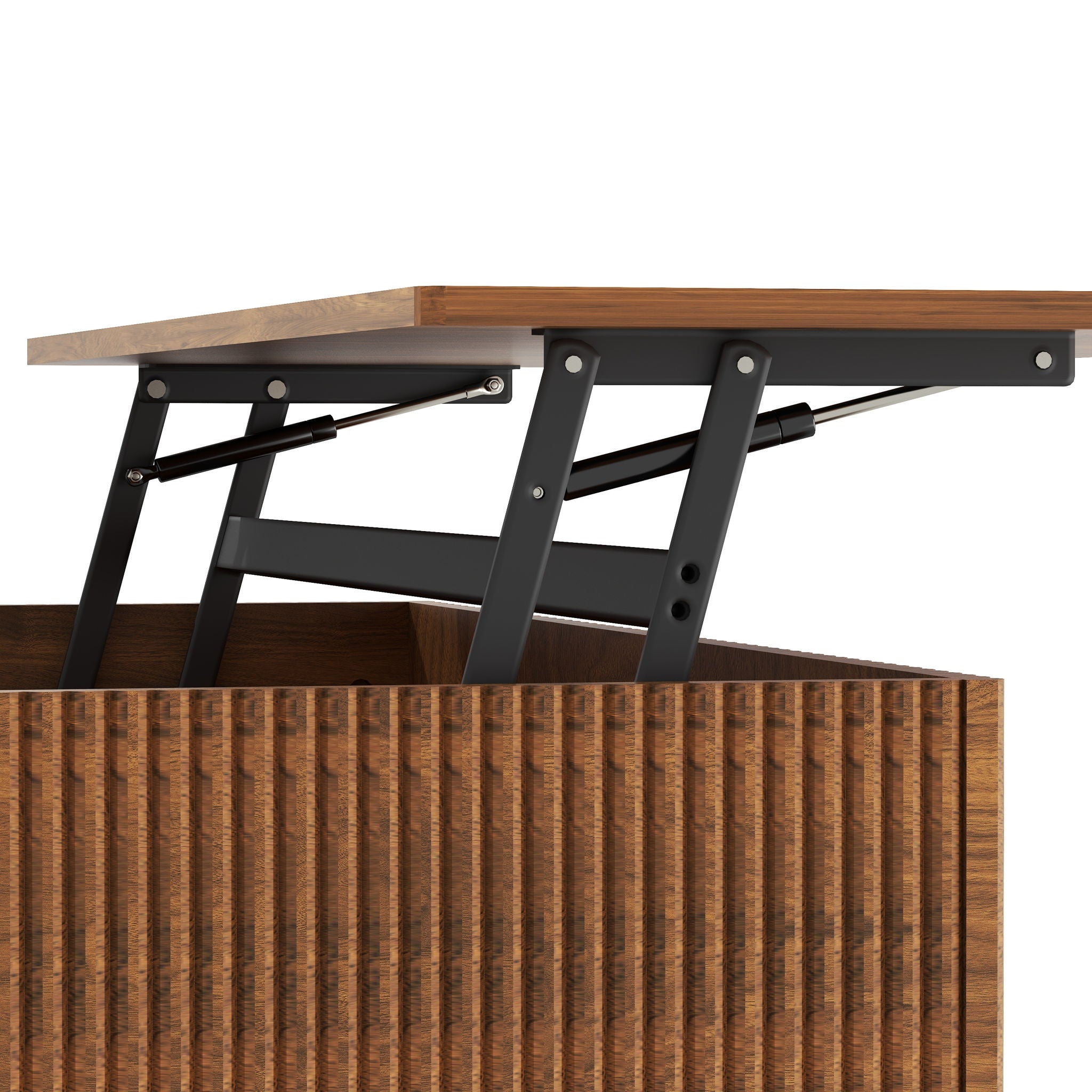 Rectangle Lift Top Coffee Table With Hidden Storage And Lower Shelf - Brown