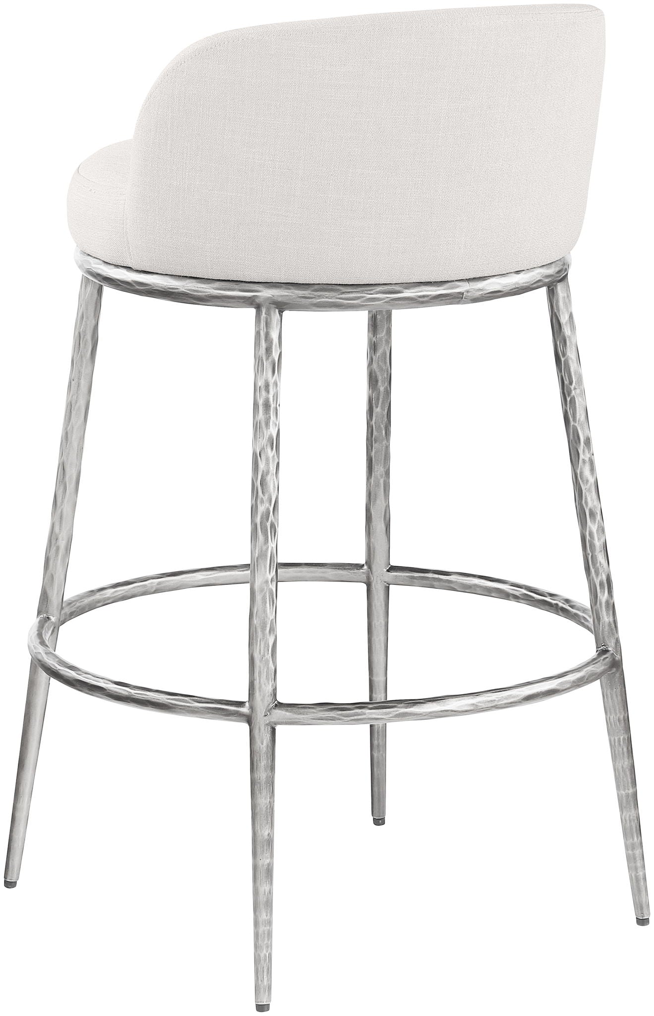 Ferro - Performance Fabric Upholstered Bar Stool - Antique Silver