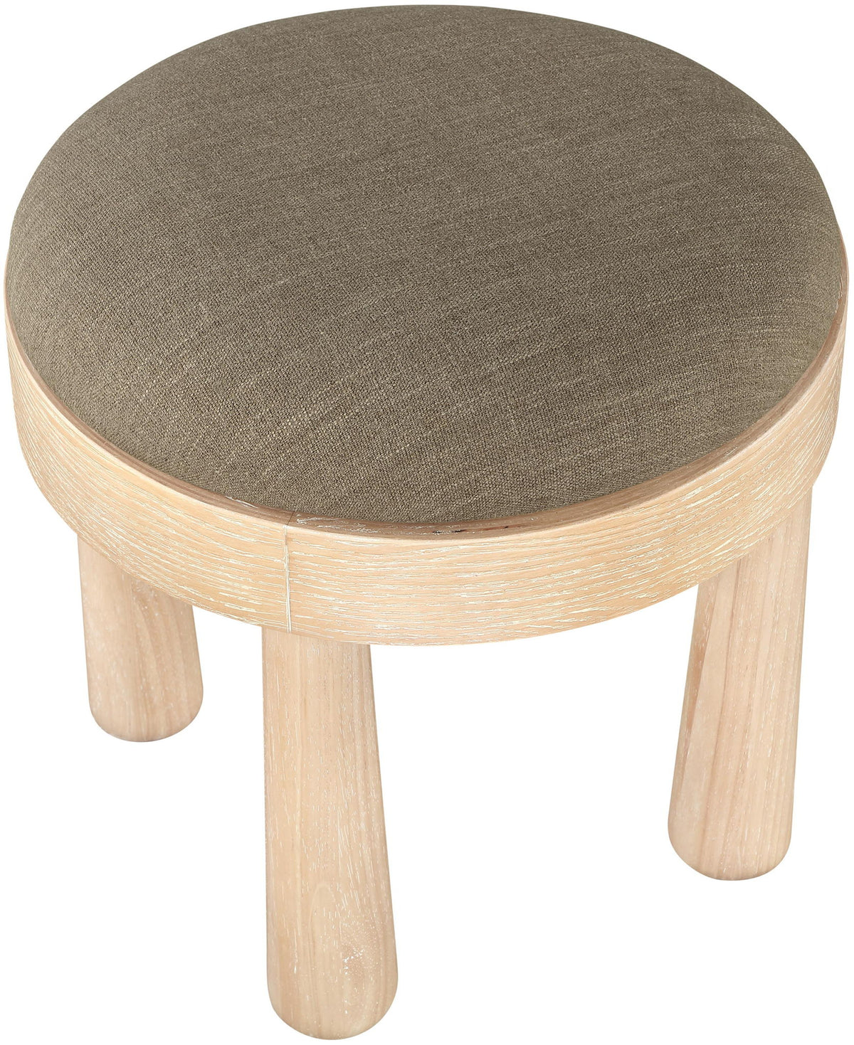 Larea - Linen Textured Fabric Ottoman - Natural Base