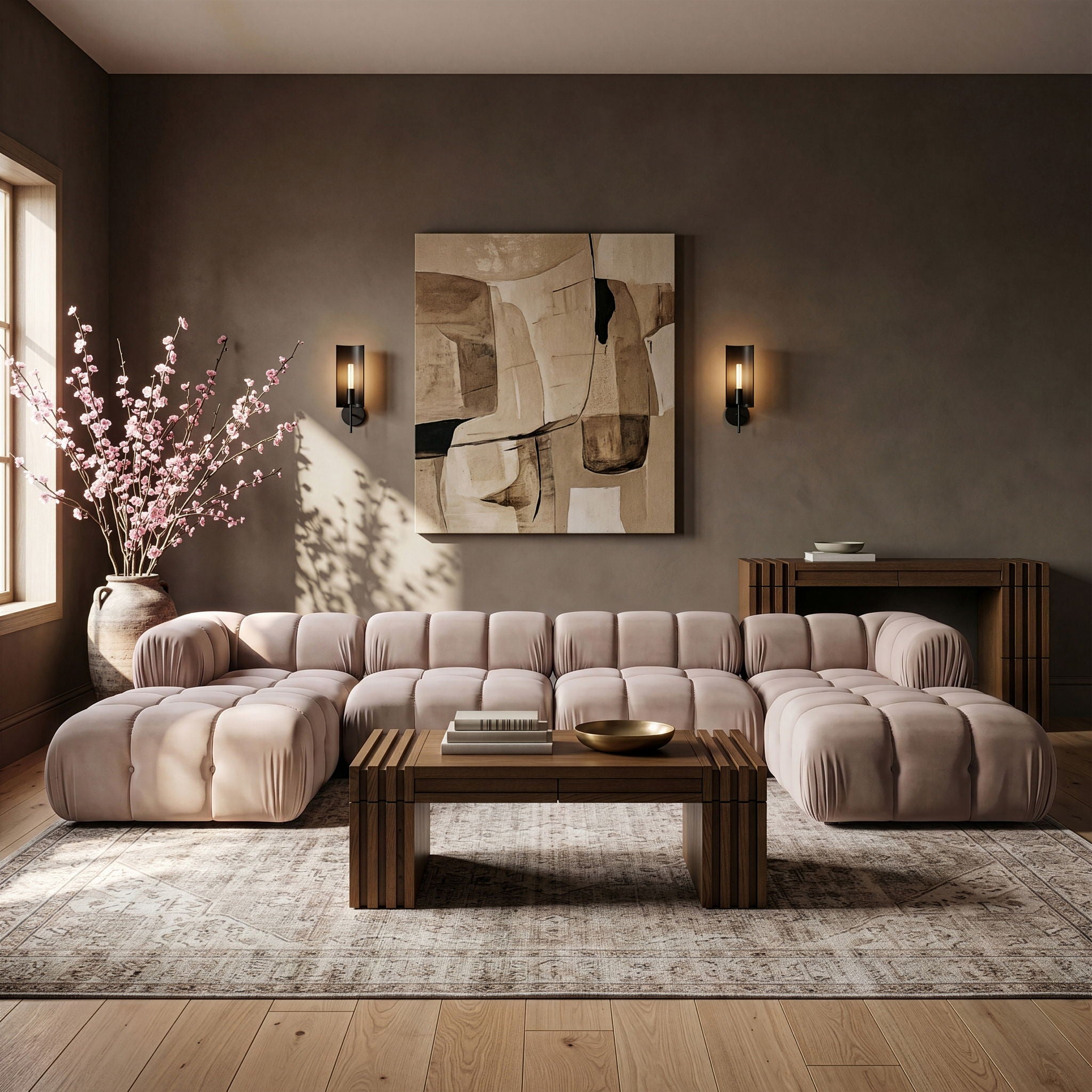 Orin - Velvet 6 Piece Modular Double Chaise Sectional